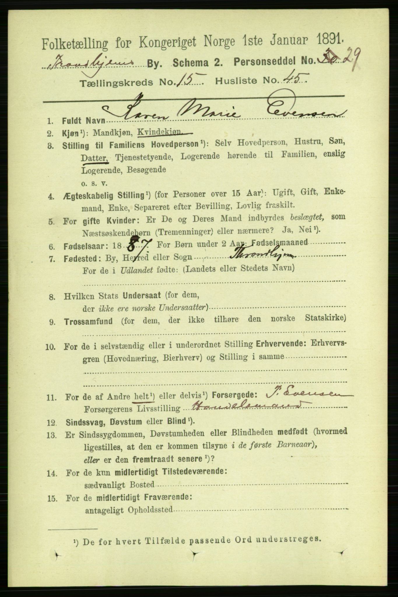 RA, 1891 census for 1601 Trondheim, 1891, p. 12194