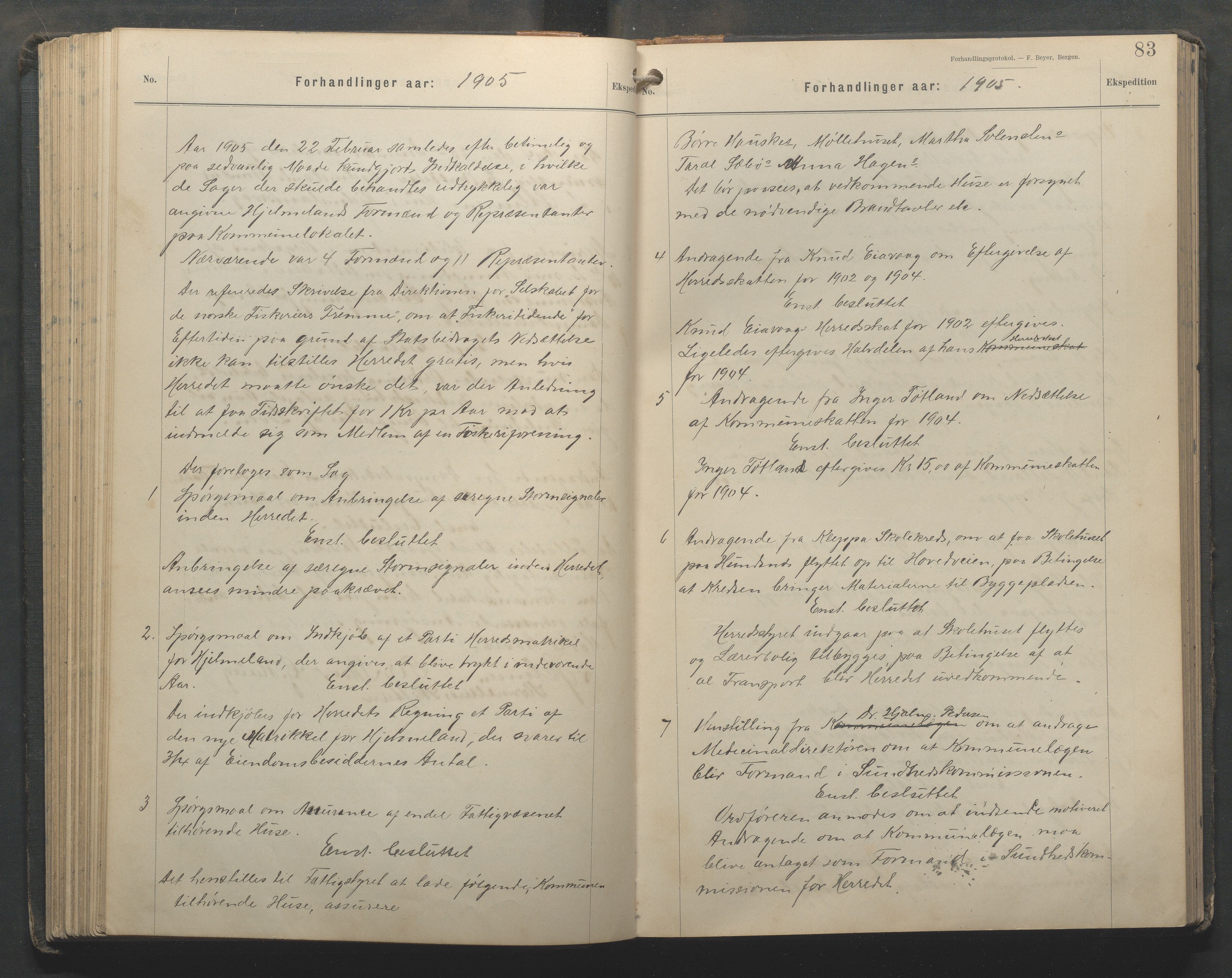 Hjelmeland kommune - Formannskapet, IKAR/K-102522/Aa/L0003: Møtebok, 1900-1911, p. 83