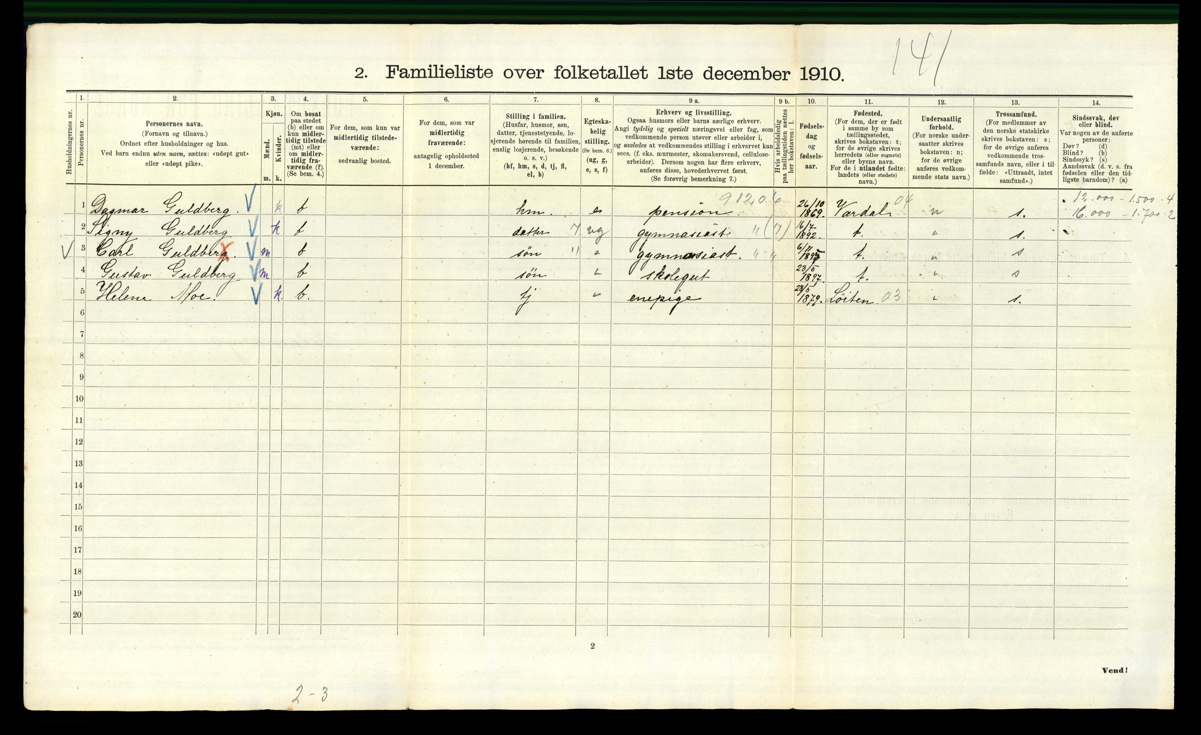 RA, 1910 census for Kristiania, 1910, p. 19570