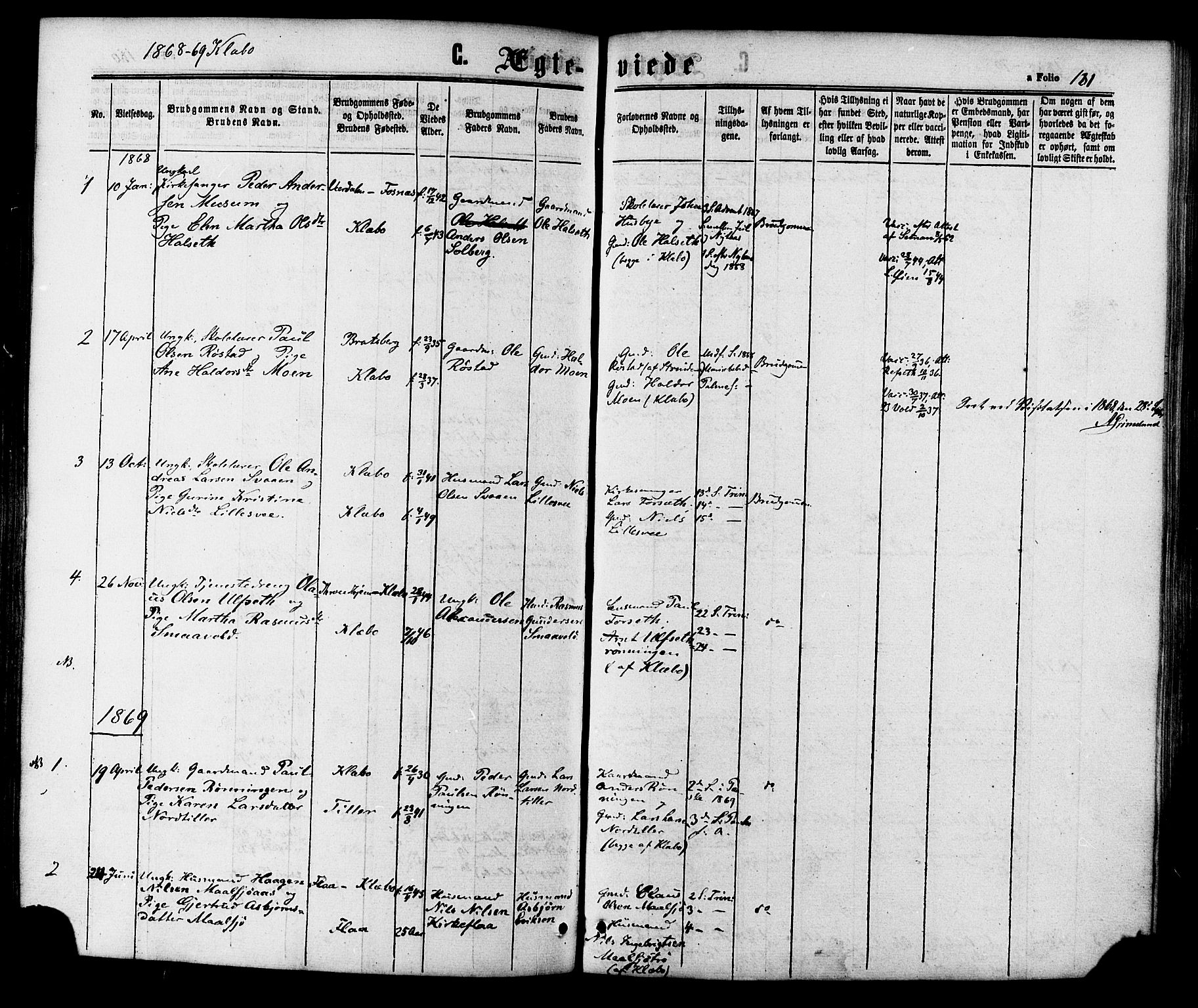 Ministerialprotokoller, klokkerbøker og fødselsregistre - Sør-Trøndelag, AV/SAT-A-1456/618/L0442: Parish register (official) no. 618A06 /1, 1863-1879, p. 181