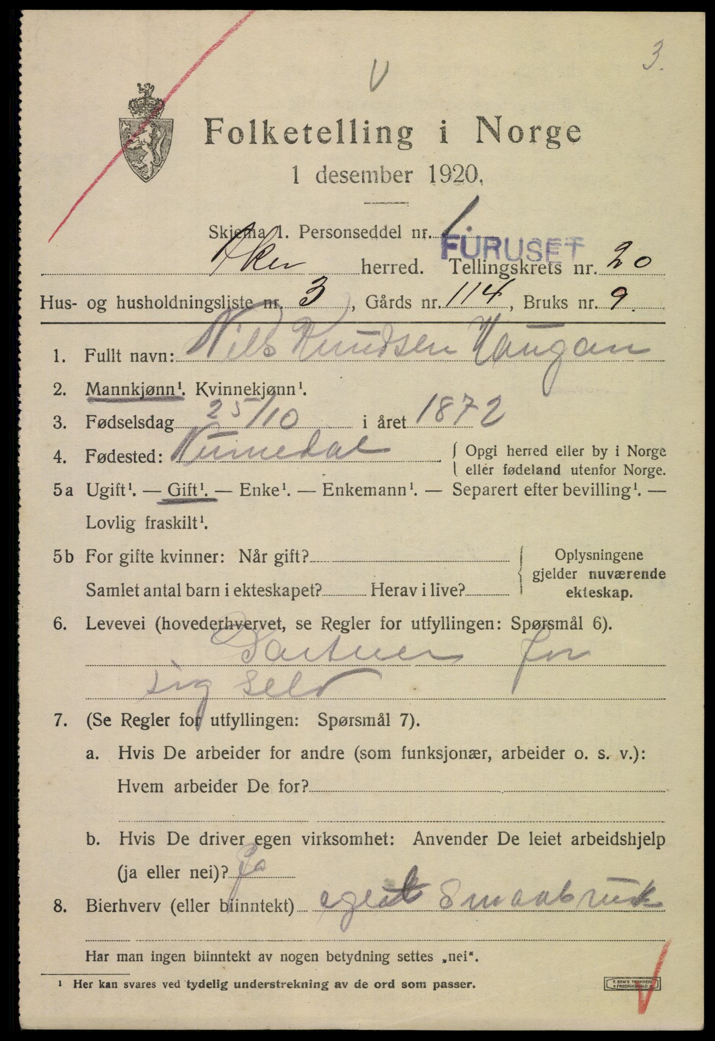 SAO, 1920 census for Aker, 1920, p. 122072