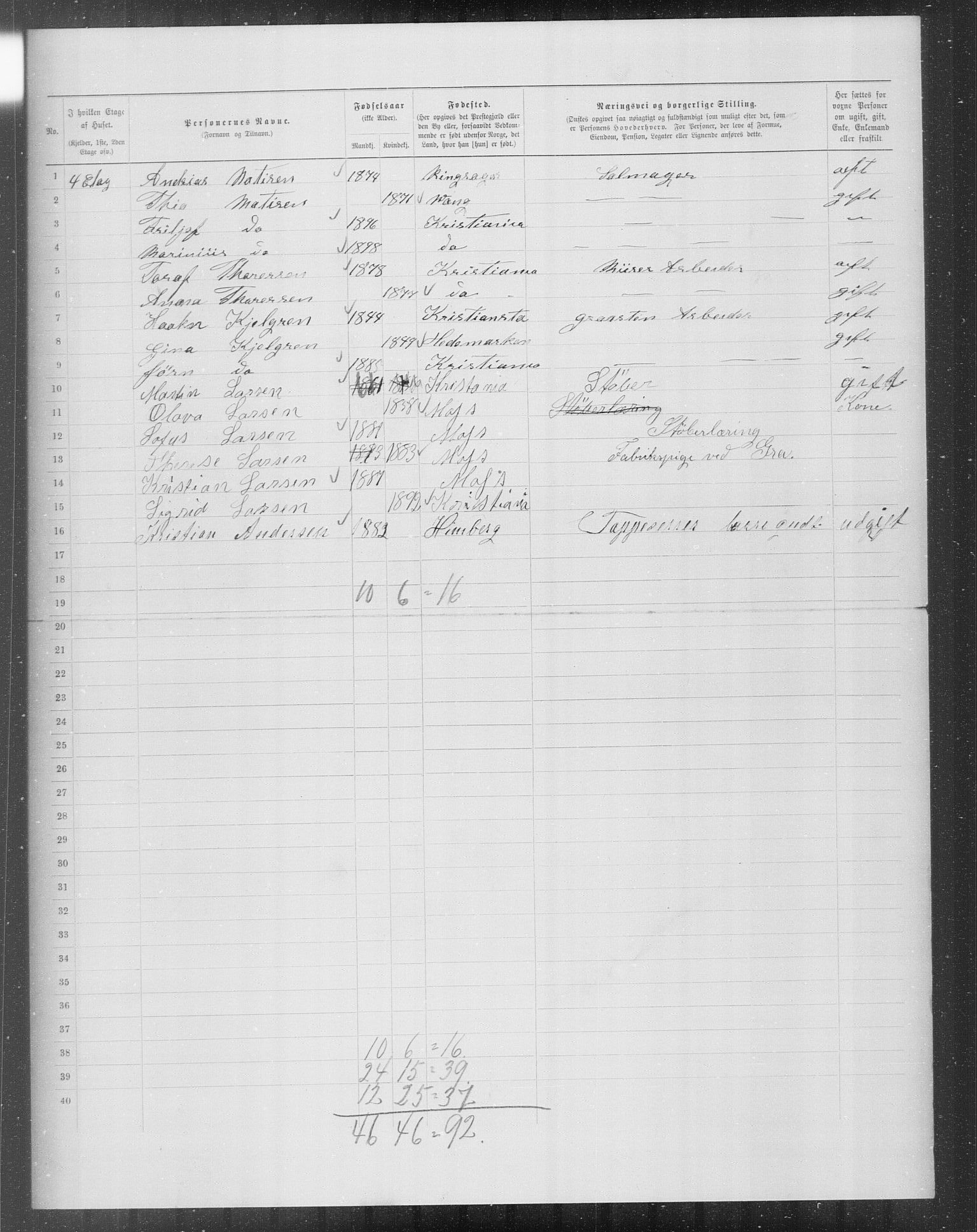 OBA, Municipal Census 1899 for Kristiania, 1899, p. 8542