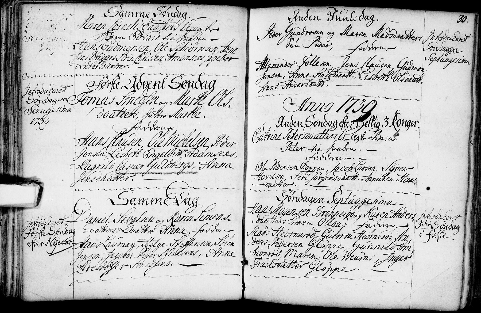Glemmen prestekontor Kirkebøker, SAO/A-10908/F/Fa/L0001: Parish register (official) no. 1, 1733-1759, p. 30