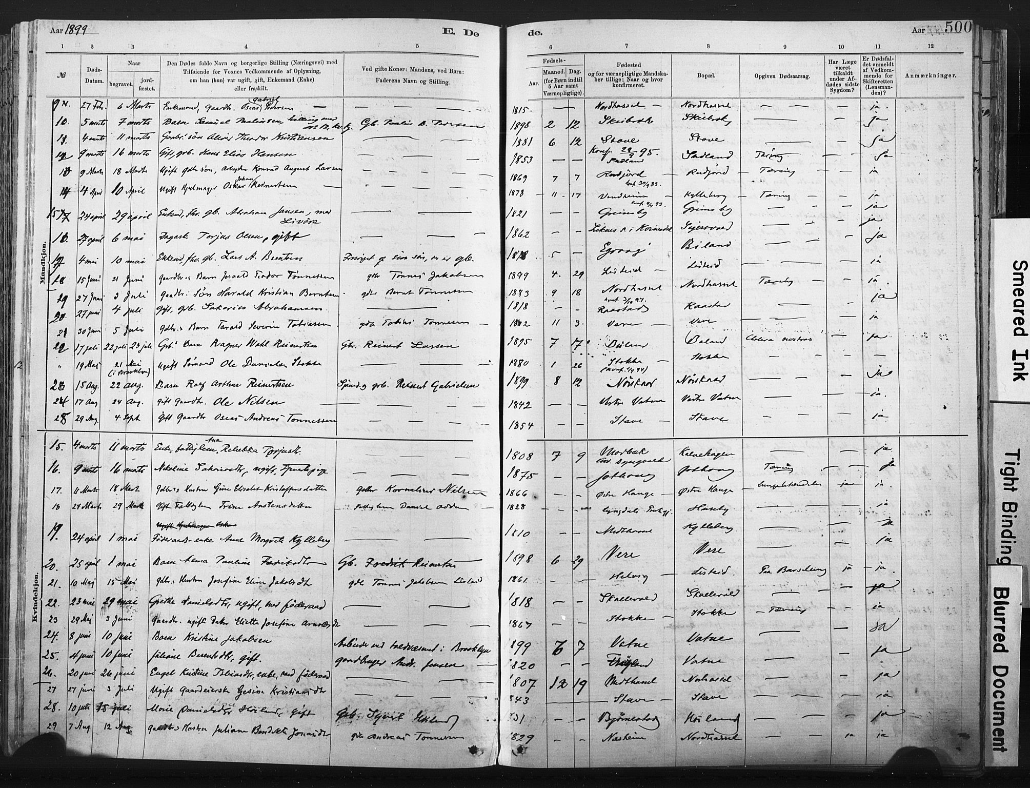 Lista sokneprestkontor, AV/SAK-1111-0027/F/Fa/L0012: Parish register (official) no. A 12, 1879-1903, p. 500