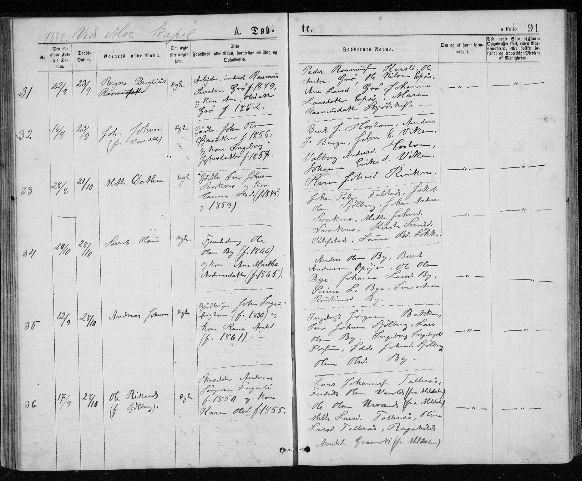 Ministerialprotokoller, klokkerbøker og fødselsregistre - Sør-Trøndelag, AV/SAT-A-1456/671/L0843: Parish register (copy) no. 671C02, 1873-1892, p. 91