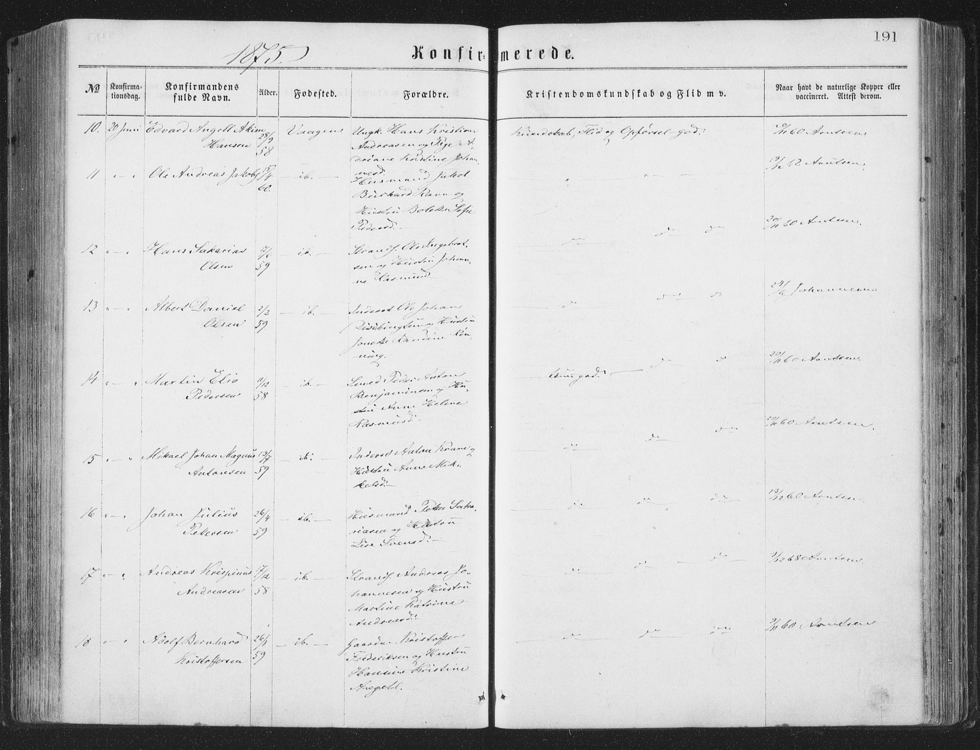 Ministerialprotokoller, klokkerbøker og fødselsregistre - Nordland, AV/SAT-A-1459/874/L1057: Parish register (official) no. 874A01, 1866-1877, p. 191