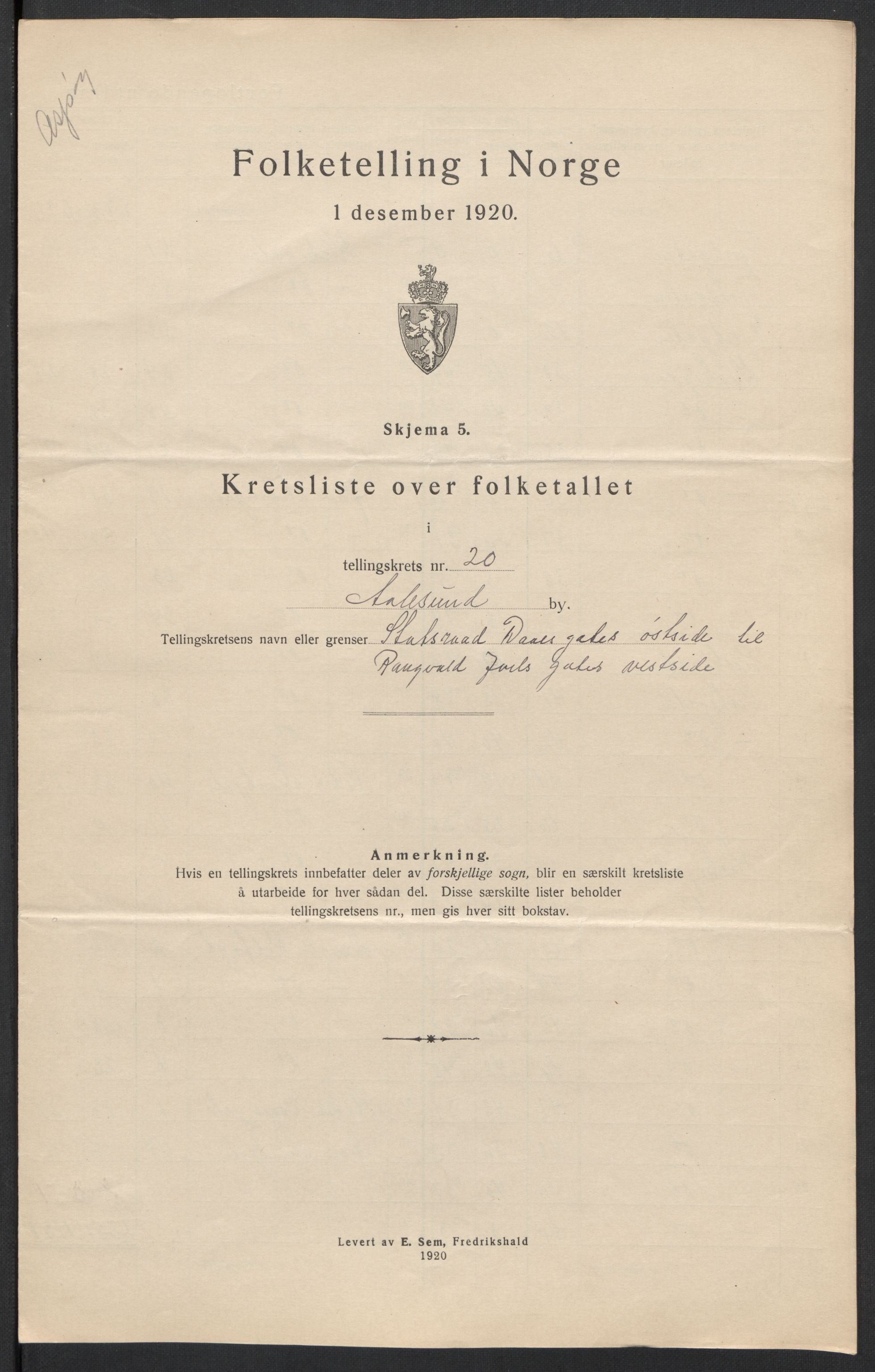 SAT, 1920 census for Ålesund, 1920, p. 63