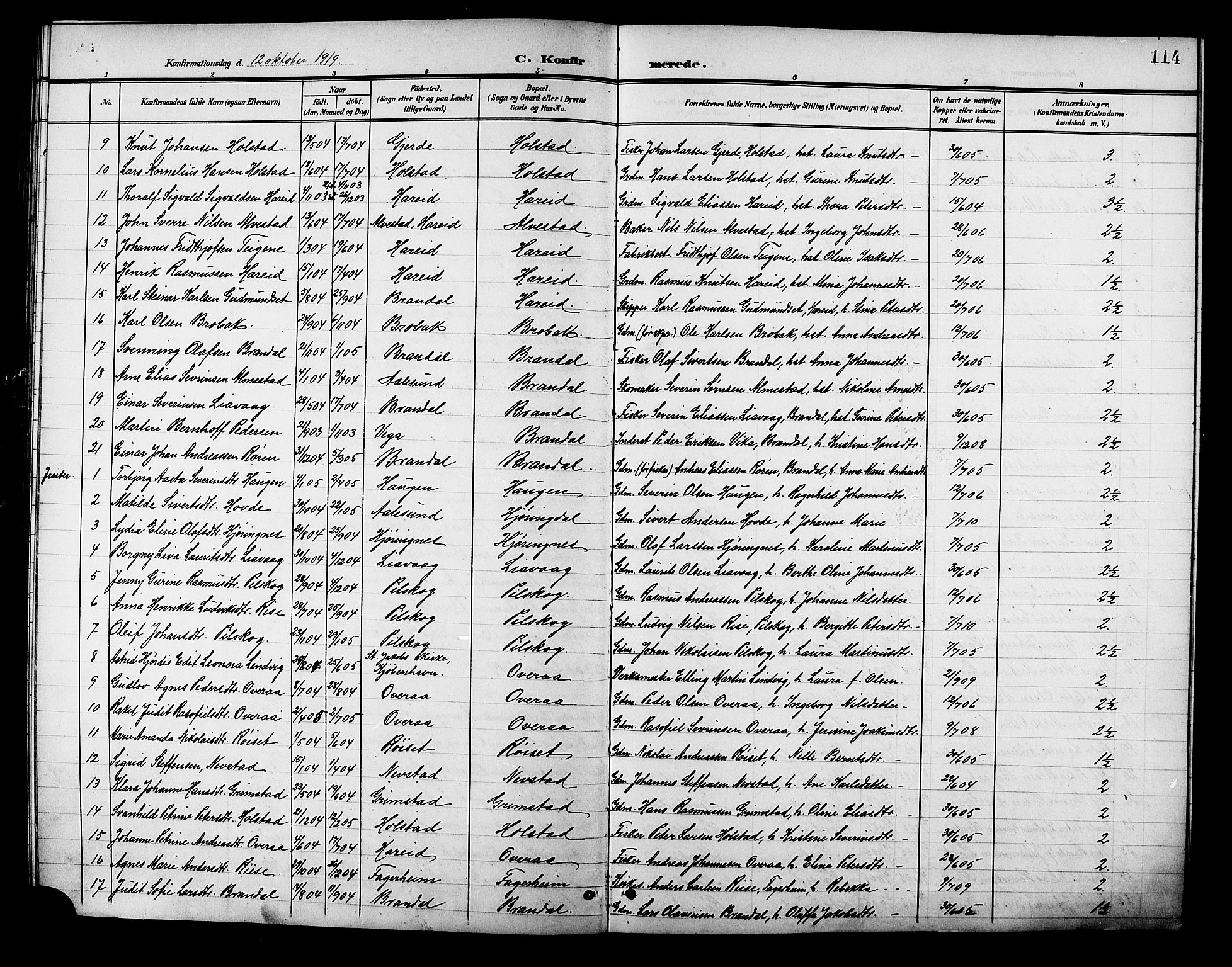 Ministerialprotokoller, klokkerbøker og fødselsregistre - Møre og Romsdal, AV/SAT-A-1454/510/L0126: Parish register (copy) no. 510C03, 1900-1922, p. 114