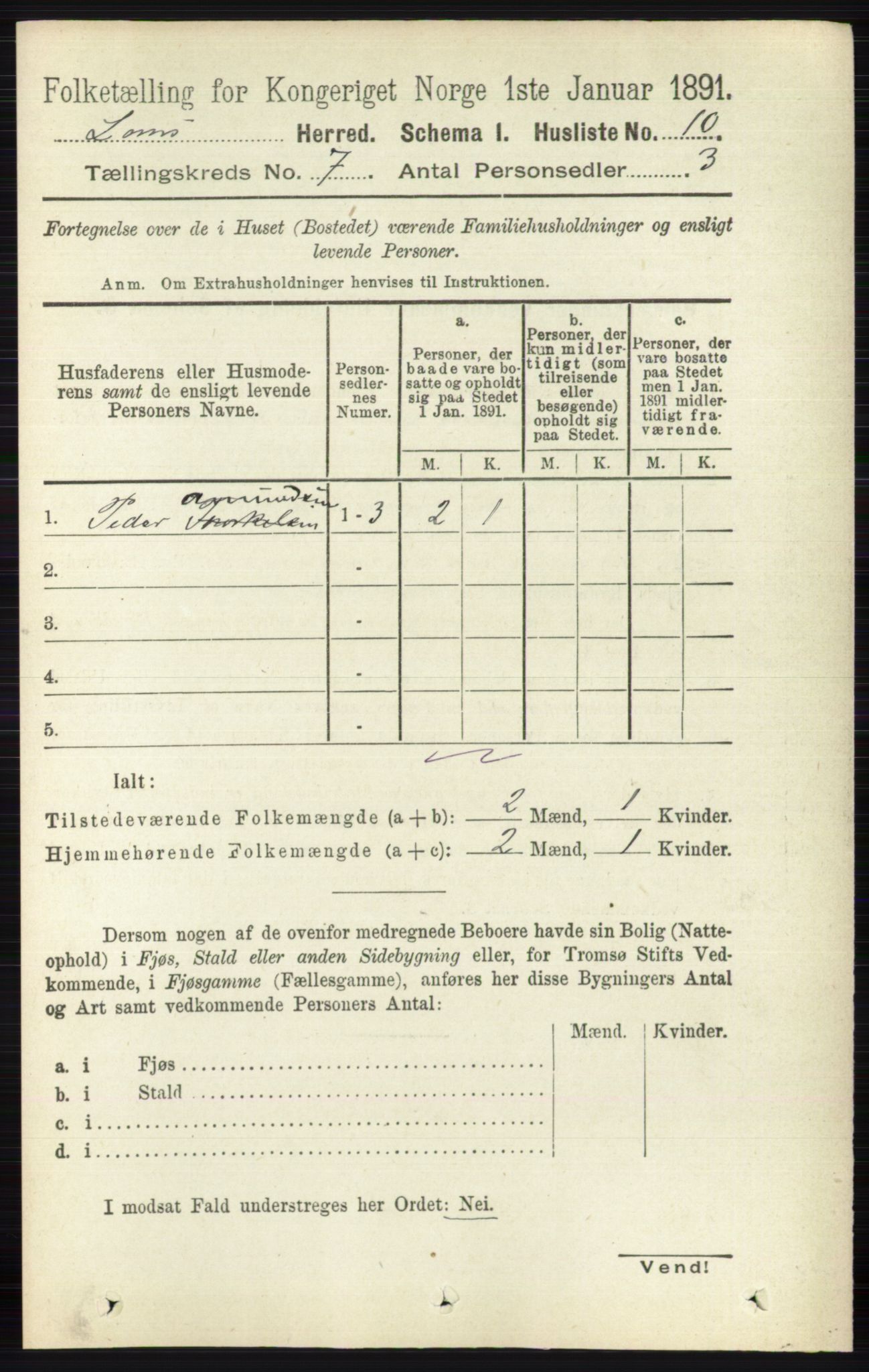 RA, 1891 census for 0514 Lom, 1891, p. 2769