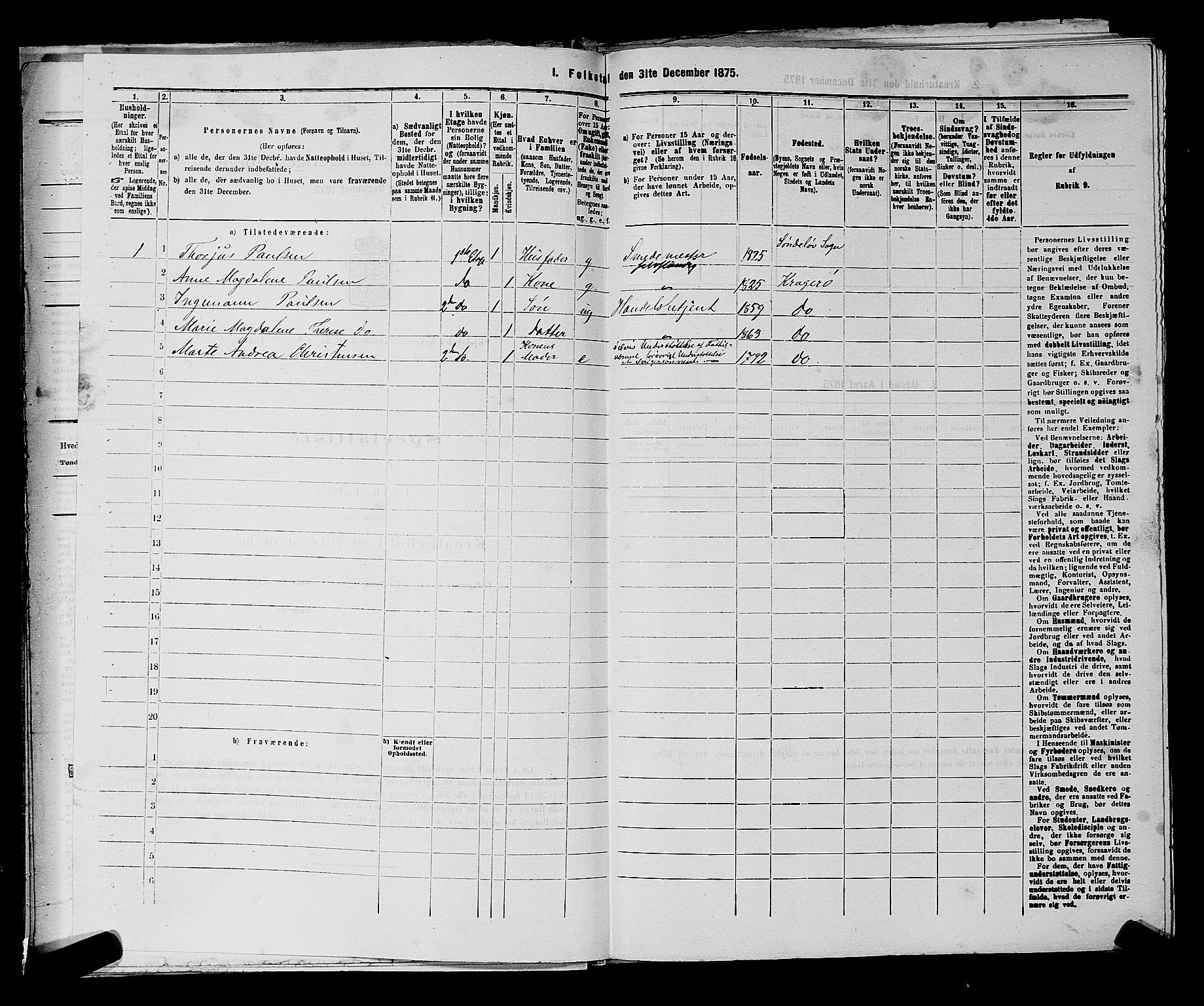 SAKO, 1875 census for 0801P Kragerø, 1875, p. 396