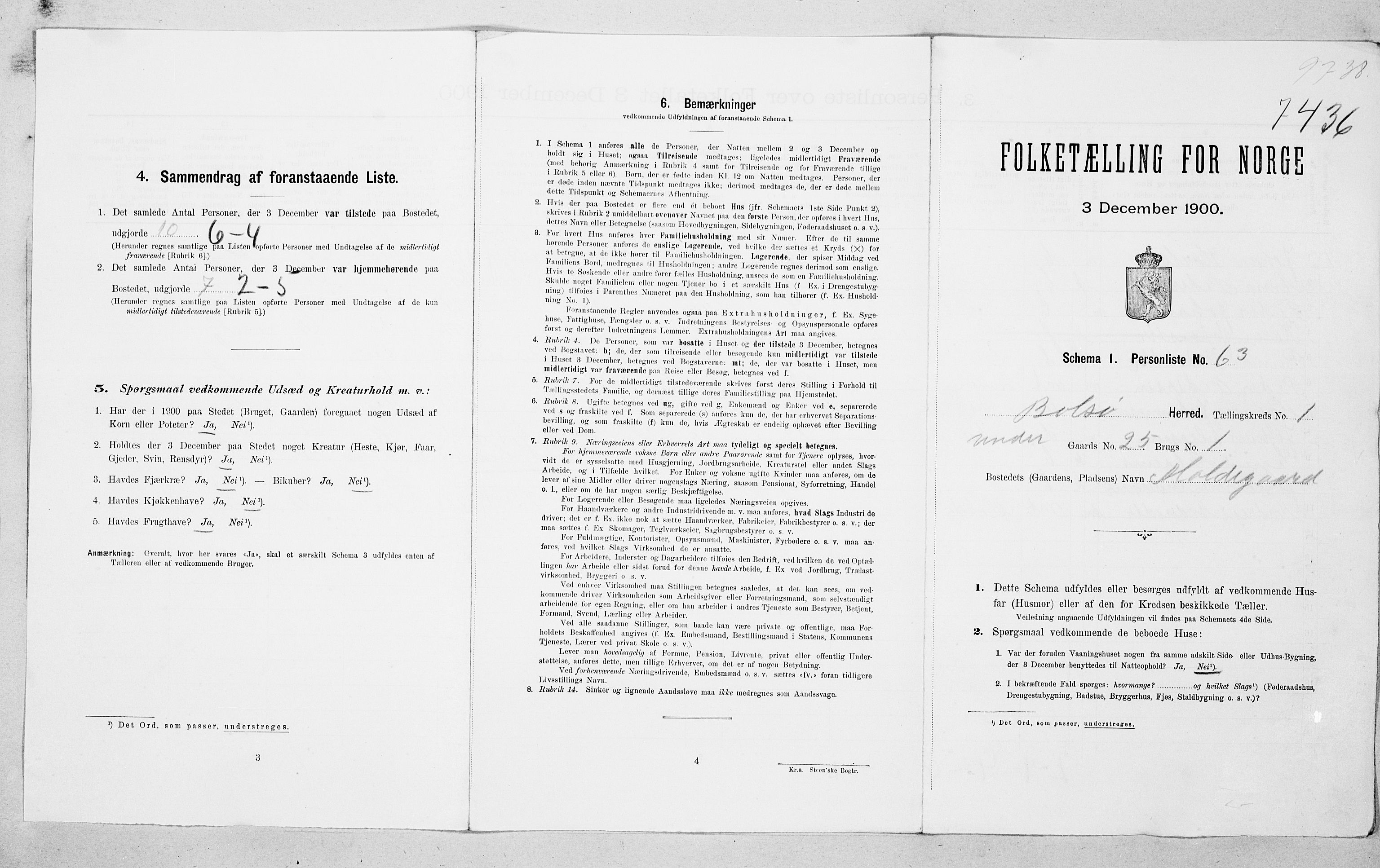 SAT, 1900 census for Bolsøy, 1900, p. 34