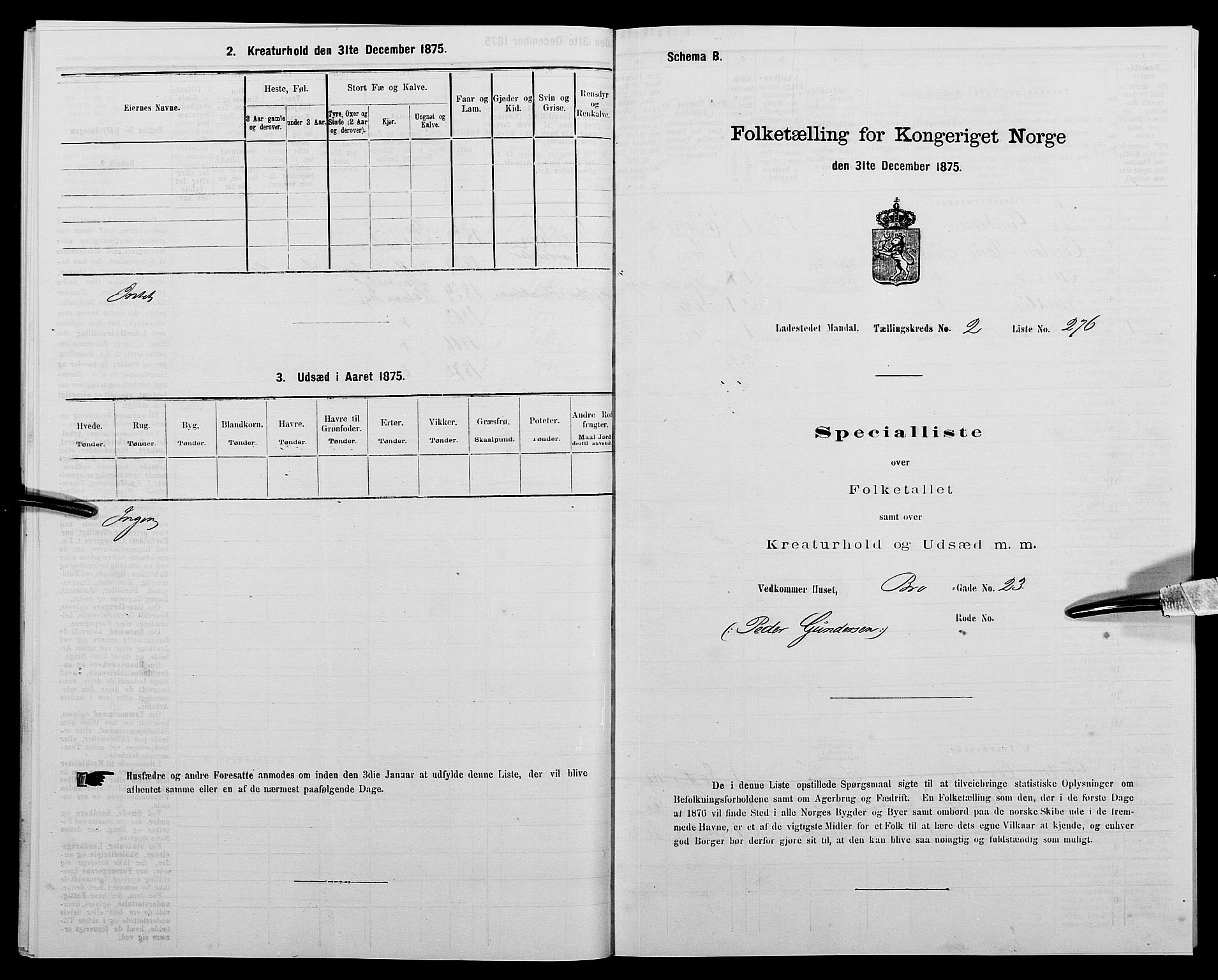 SAK, 1875 census for 1002B Mandal/Mandal, 1875, p. 580