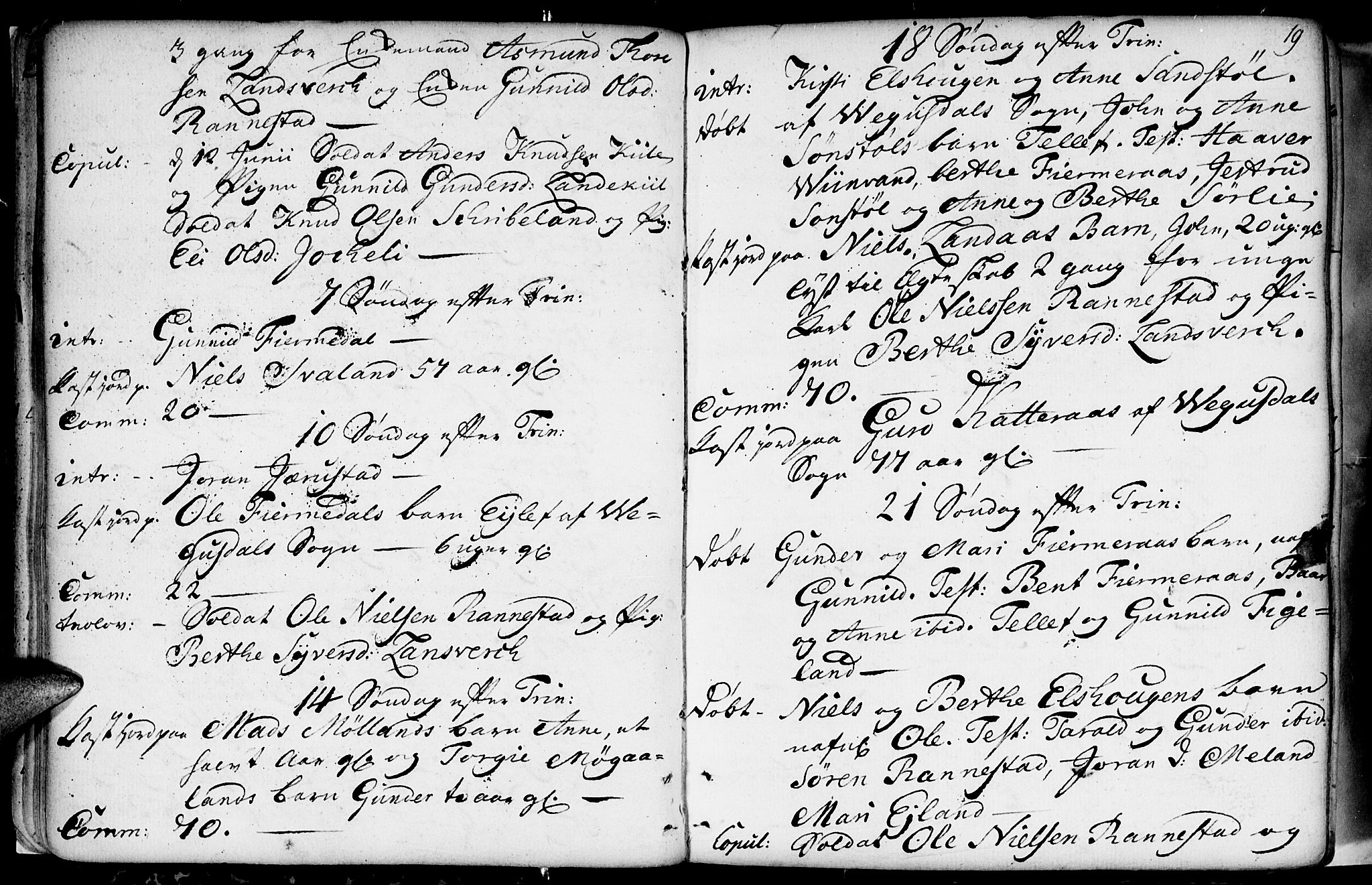 Evje sokneprestkontor, SAK/1111-0008/F/Fa/Fac/L0002: Parish register (official) no. A 2, 1765-1816, p. 19