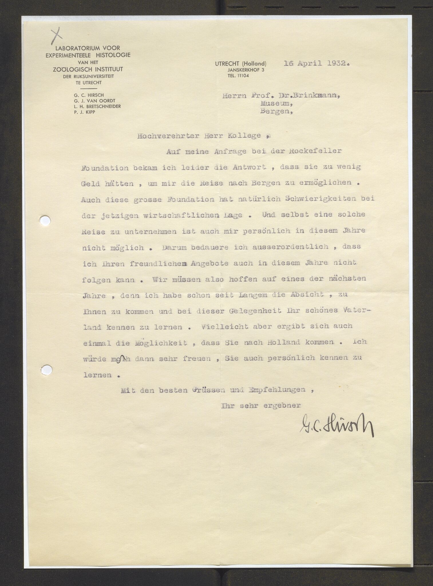 Bergens Museum, AV/SAB-A-17301/13/D/L0002: Korrespondanse , 1928-1940, p. 527