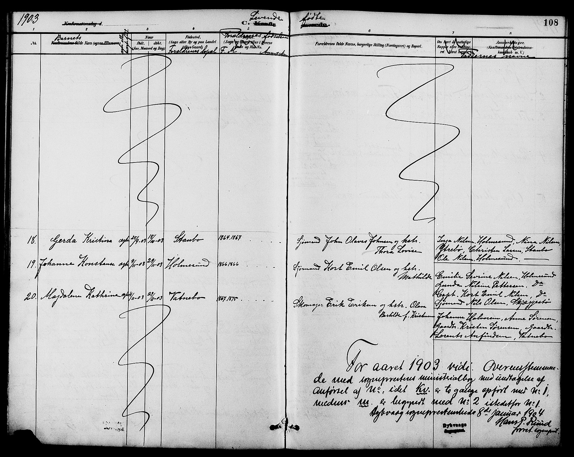 Dypvåg sokneprestkontor, AV/SAK-1111-0007/F/Fb/Fbb/L0004: Parish register (copy) no. B 4, 1887-1905, p. 108