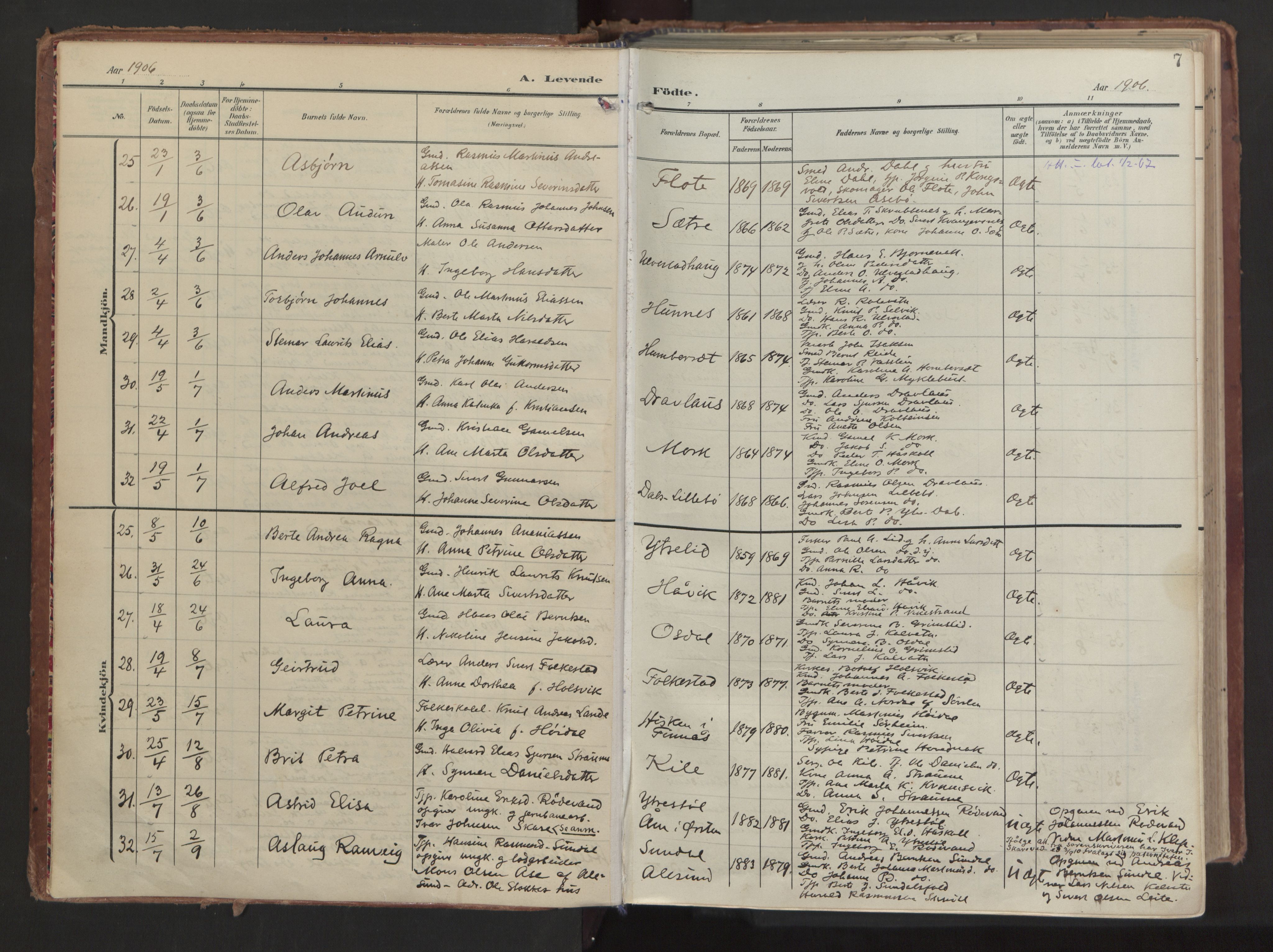 Ministerialprotokoller, klokkerbøker og fødselsregistre - Møre og Romsdal, AV/SAT-A-1454/511/L0144: Parish register (official) no. 511A11, 1906-1923, p. 7