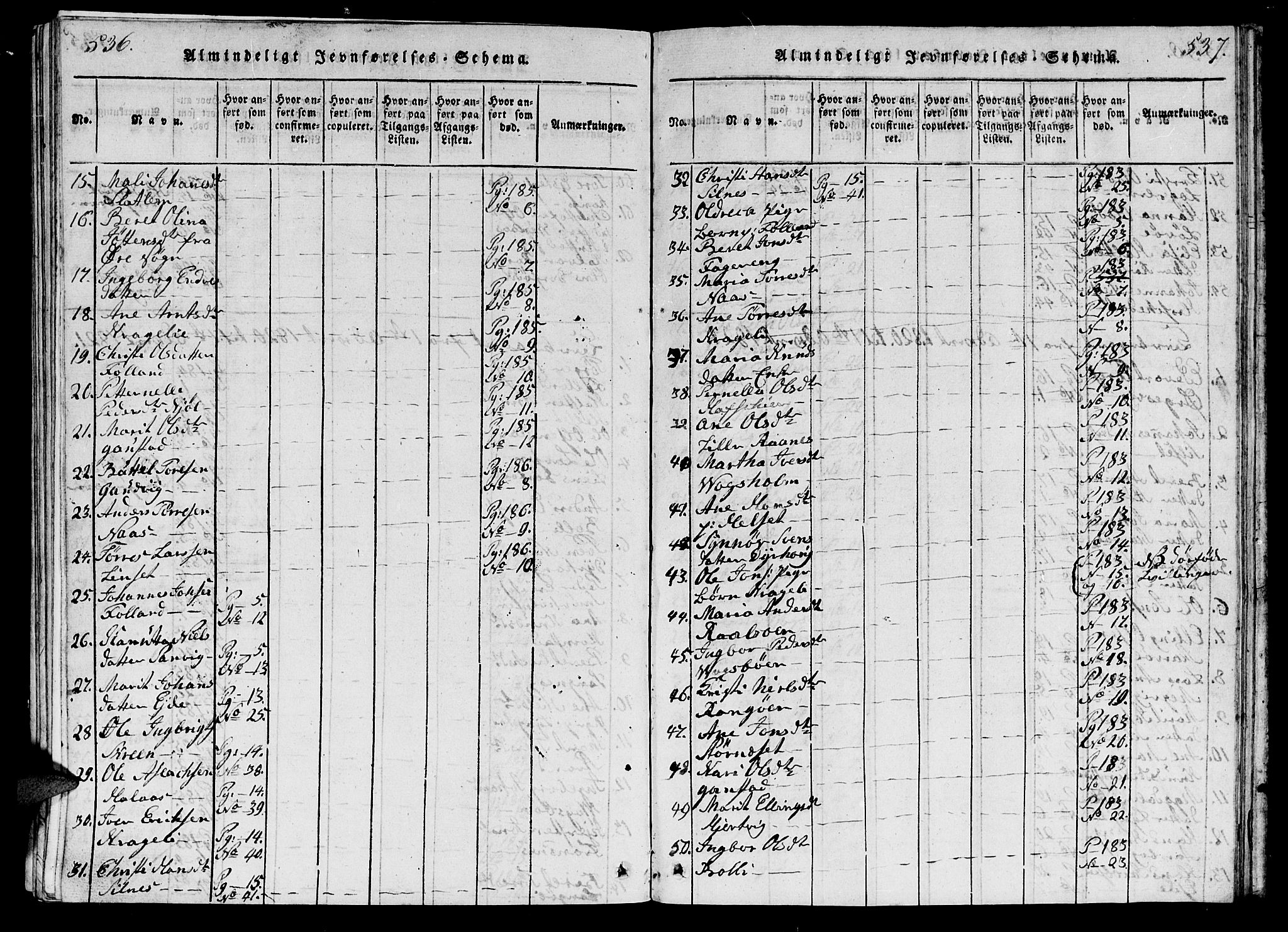 Ministerialprotokoller, klokkerbøker og fødselsregistre - Møre og Romsdal, SAT/A-1454/570/L0831: Parish register (official) no. 570A05, 1819-1829, p. 536-537