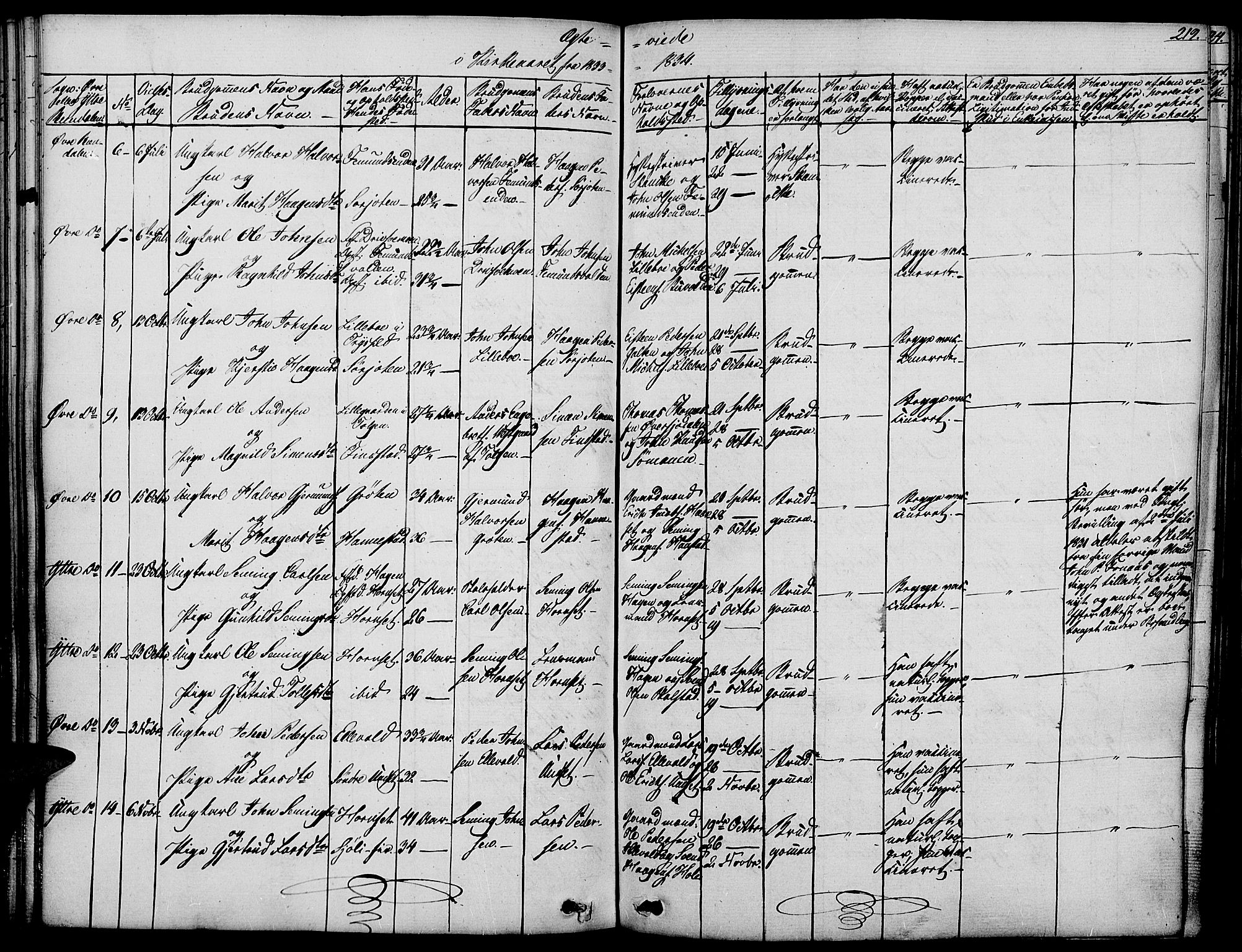 Rendalen prestekontor, SAH/PREST-054/H/Ha/Haa/L0004: Parish register (official) no. 4, 1829-1852, p. 219