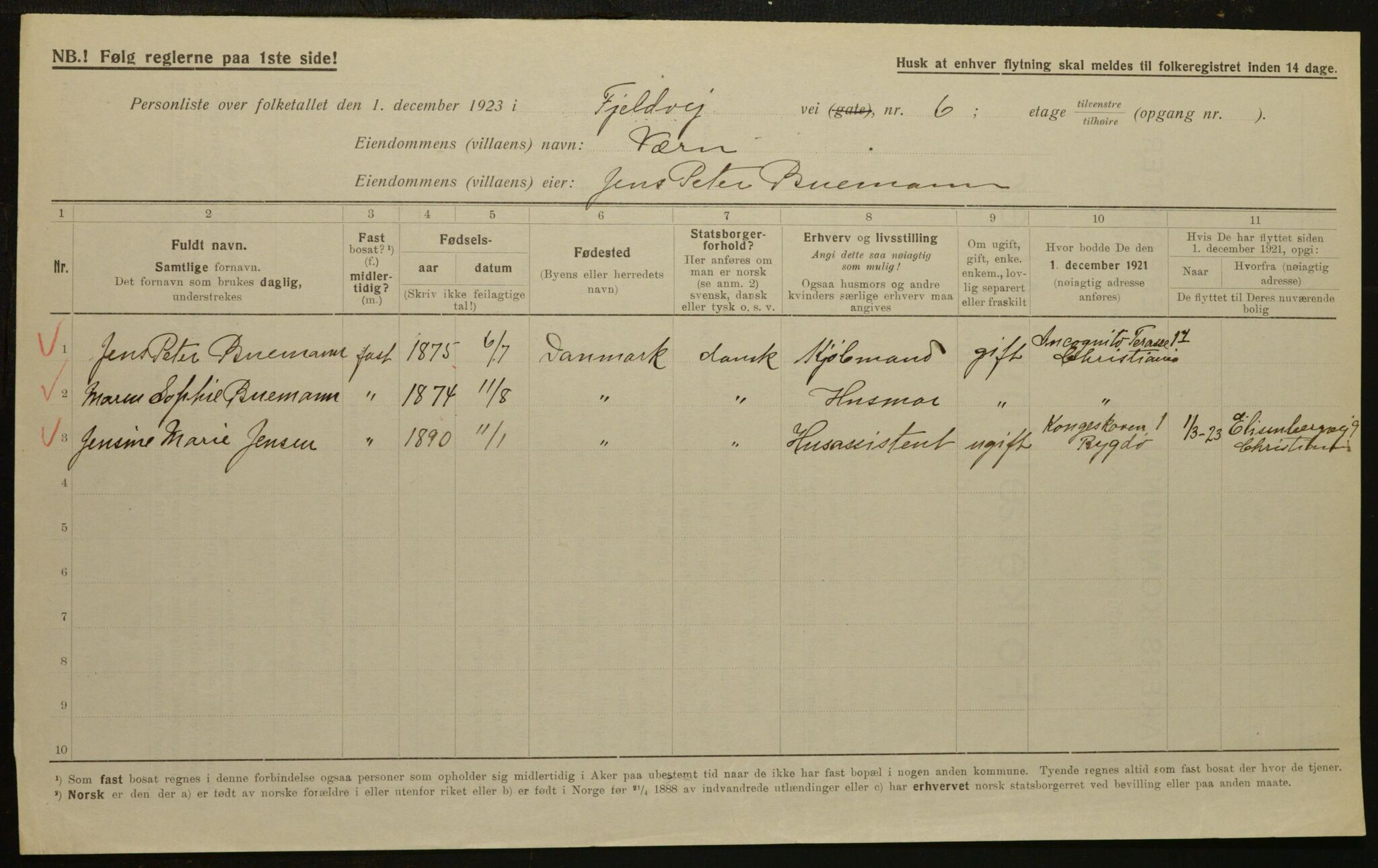 , Municipal Census 1923 for Aker, 1923, p. 1686