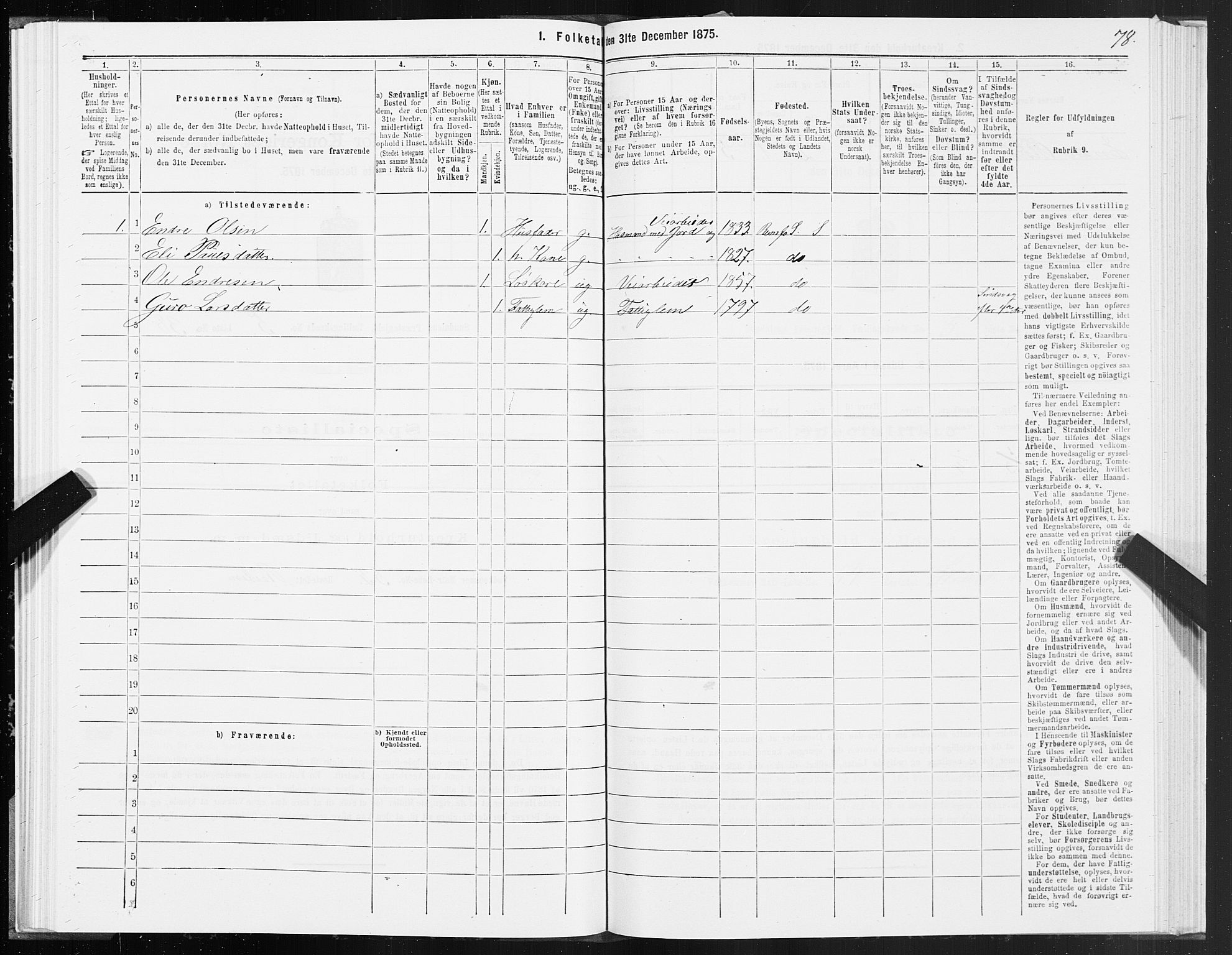 SAT, 1875 census for 1563P Sunndal, 1875, p. 2078