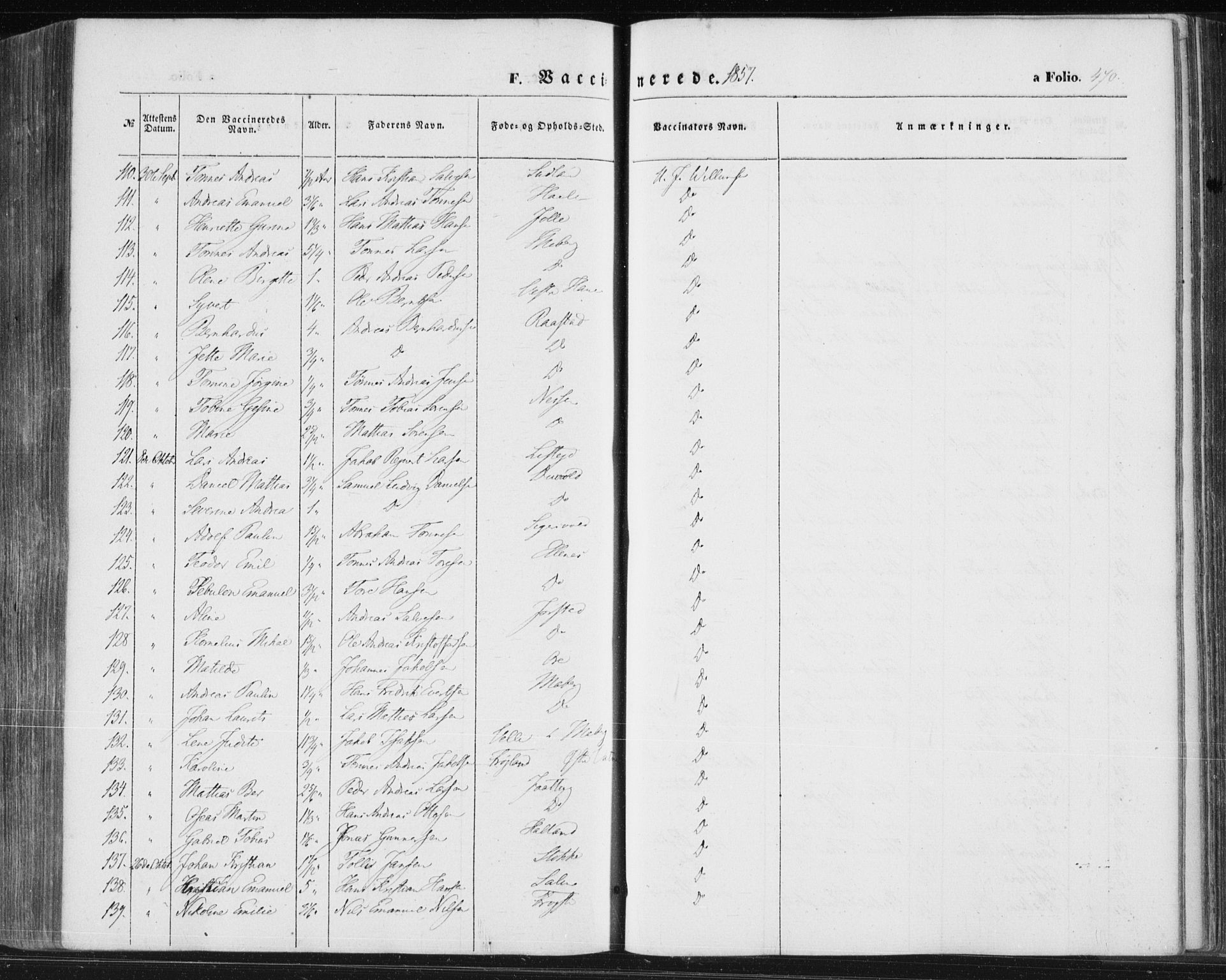 Lista sokneprestkontor, AV/SAK-1111-0027/F/Fa/L0010: Parish register (official) no. A 10, 1846-1861, p. 470