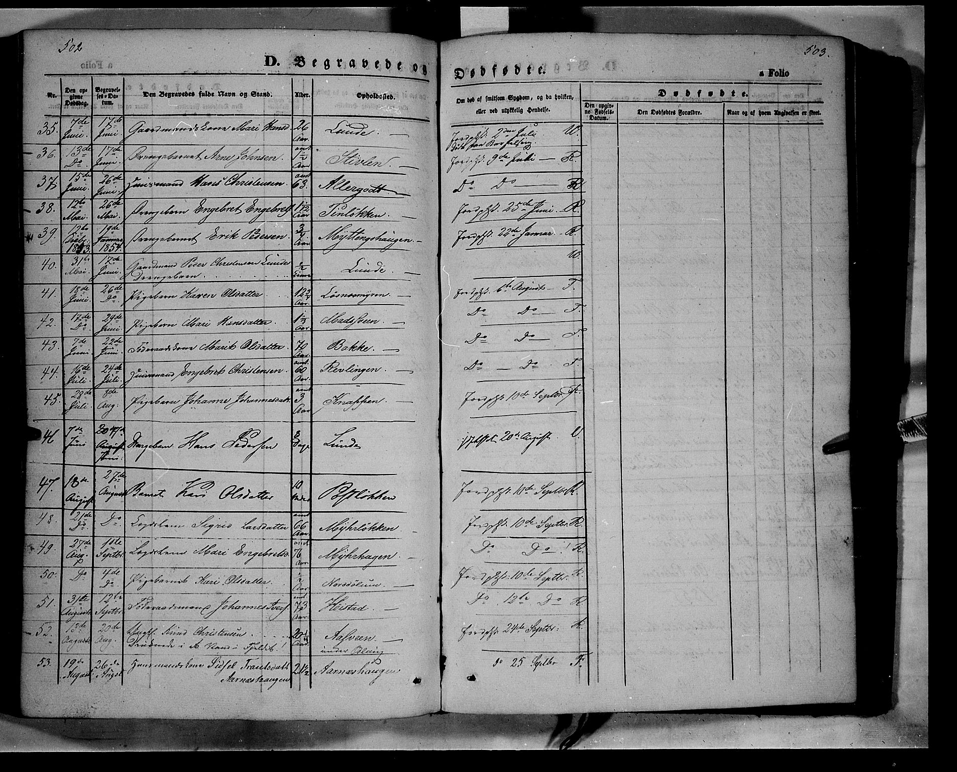 Ringebu prestekontor, SAH/PREST-082/H/Ha/Haa/L0006: Parish register (official) no. 6, 1848-1859, p. 502-503