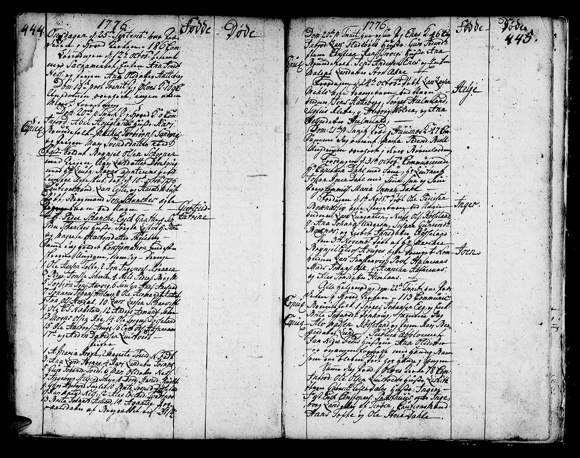 Kvinnherad sokneprestembete, AV/SAB-A-76401/H/Haa: Parish register (official) no. A 3, 1754-1777, p. 444-445