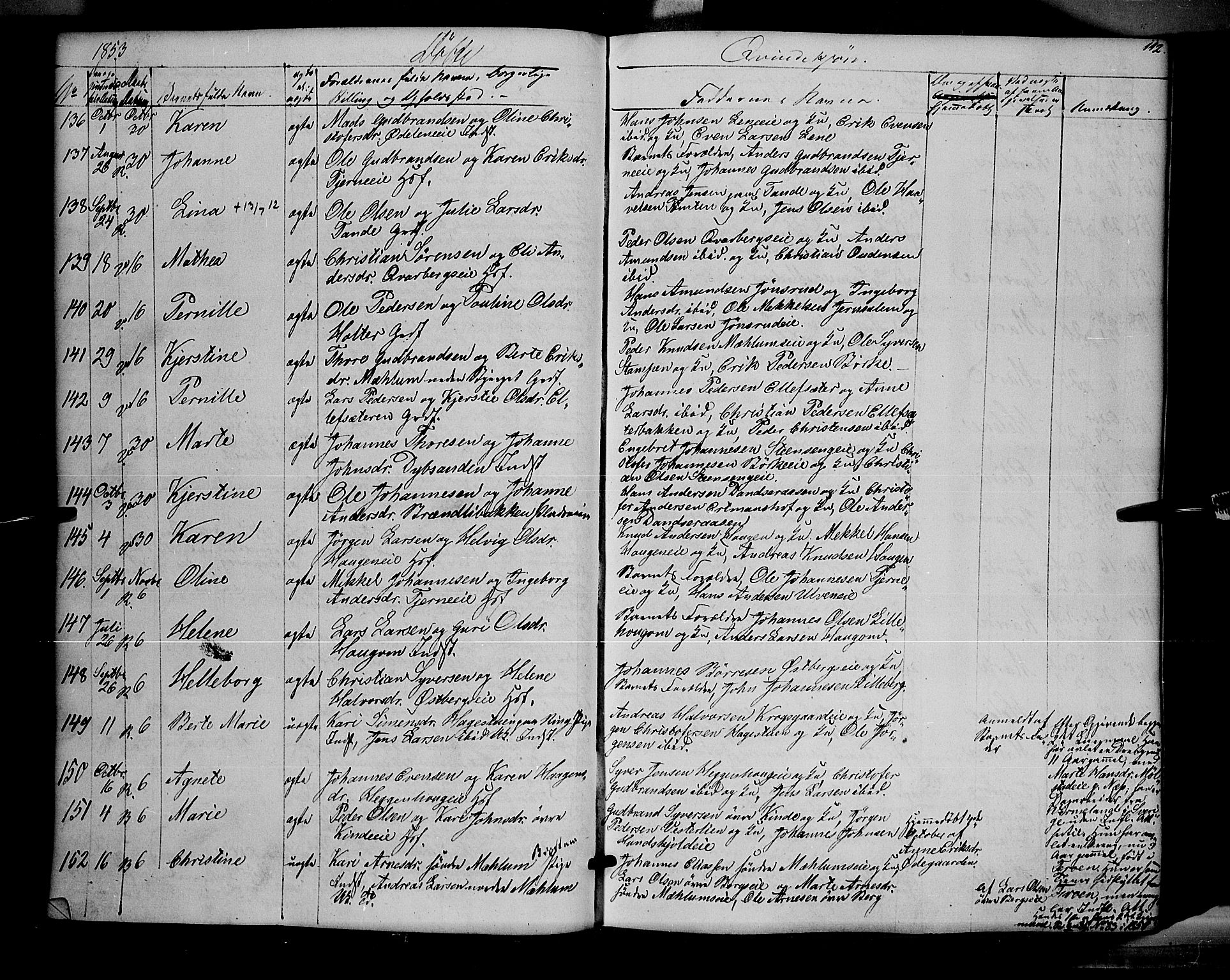 Ringsaker prestekontor, SAH/PREST-014/K/Ka/L0009: Parish register (official) no. 9, 1850-1860, p. 112