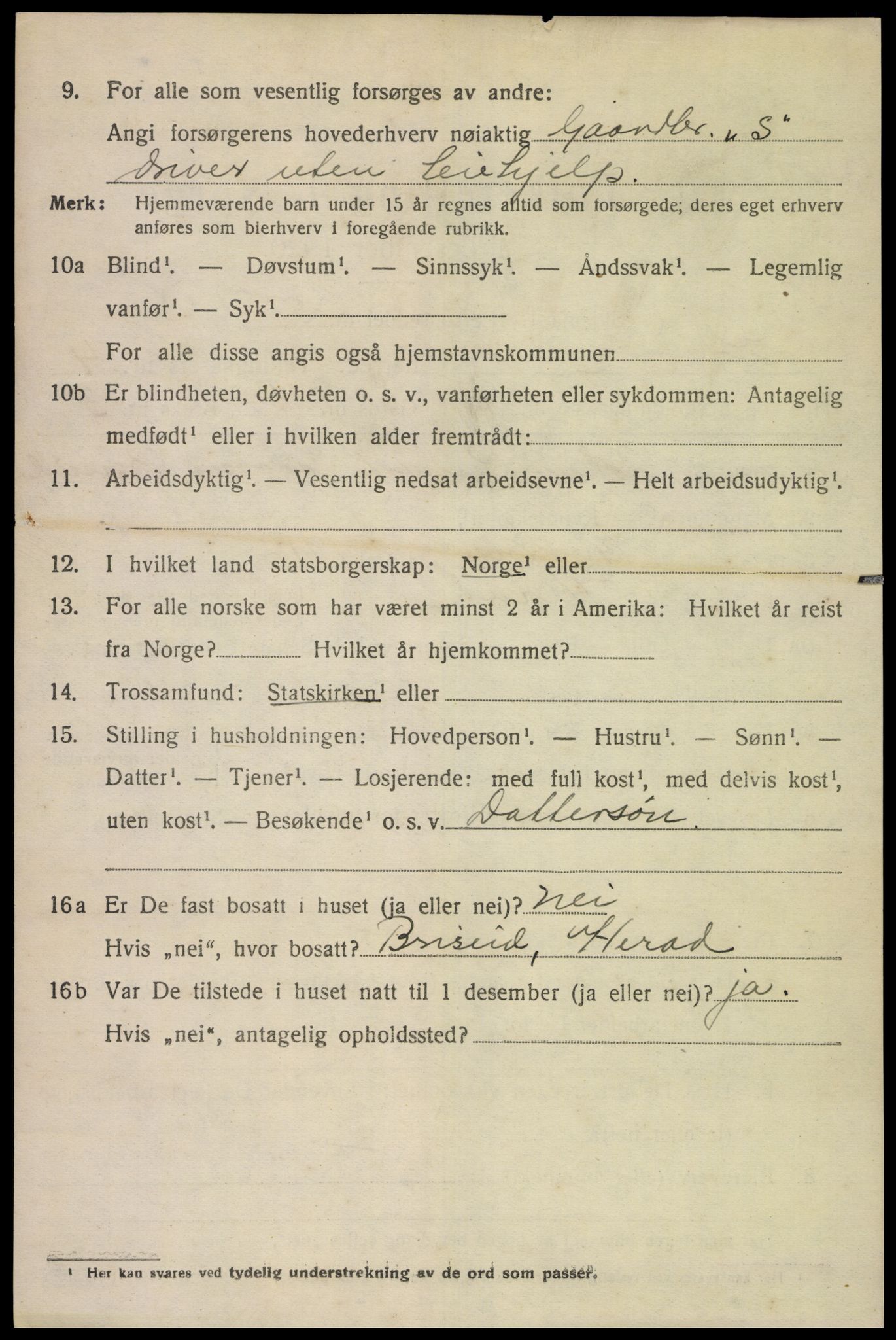 SAK, 1920 census for Herad, 1920, p. 1787