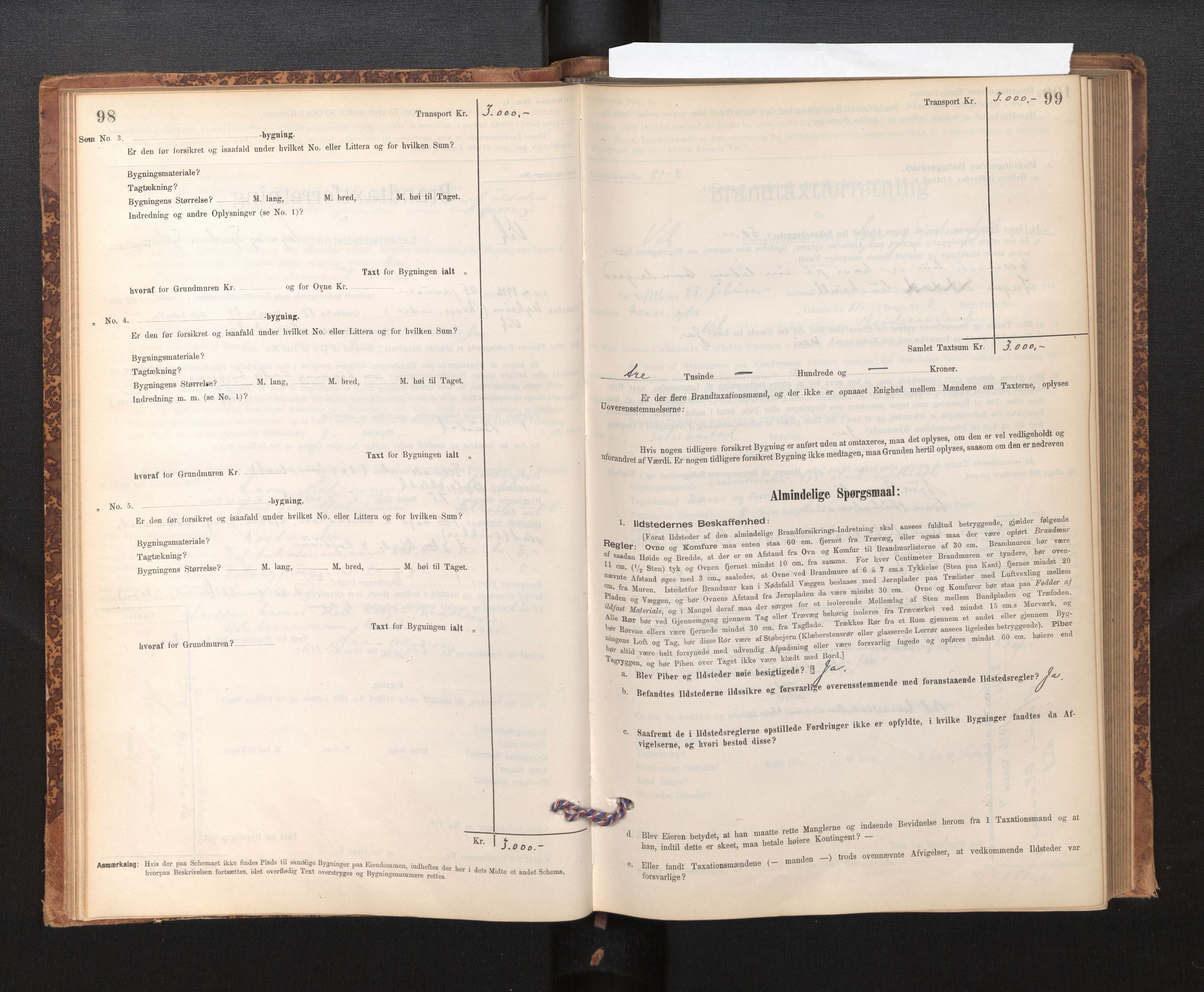 Lensmannen i Vik, SAB/A-30301/0012/L0006: Branntakstprotokoll, skjematakst, 1896-1949, p. 98-99