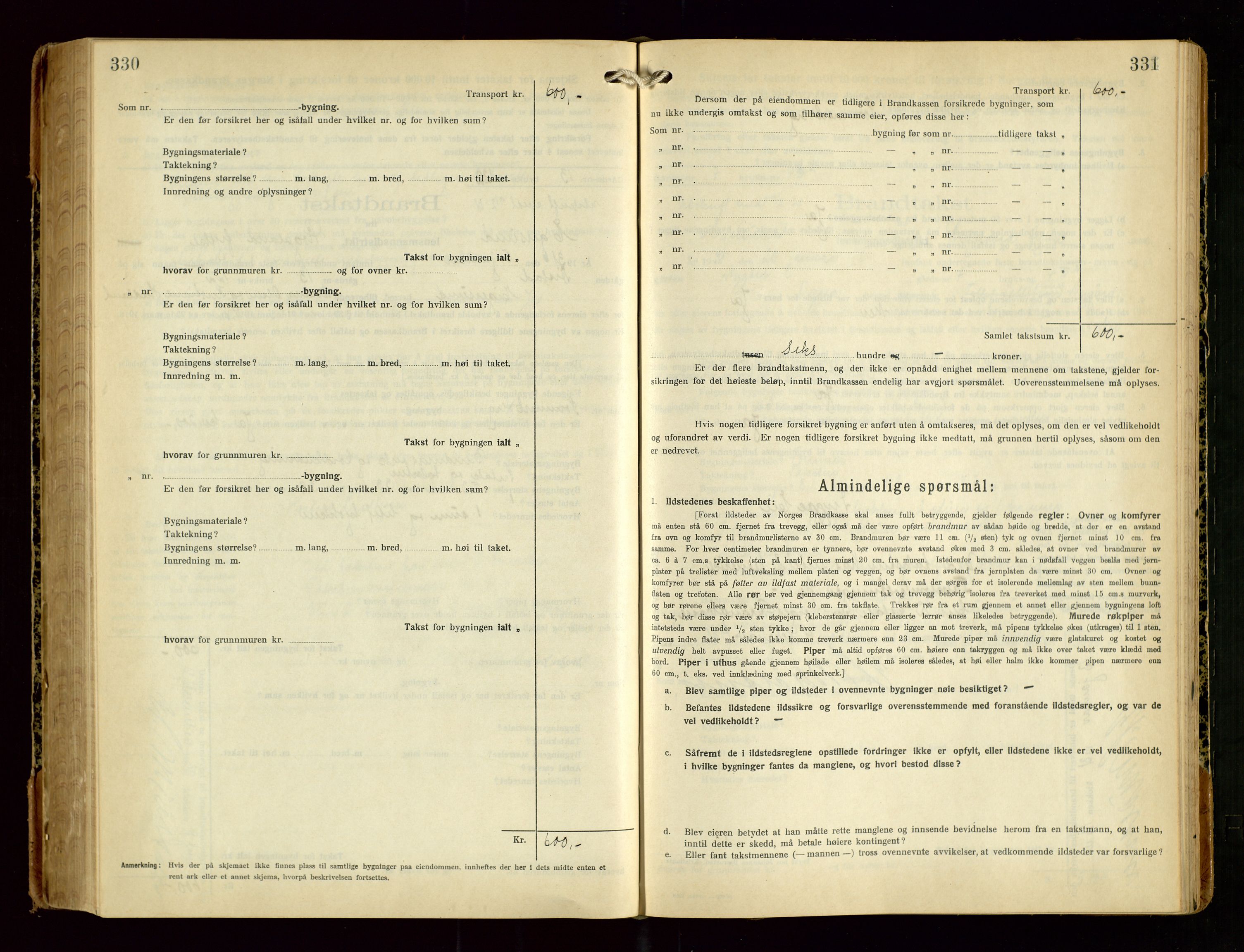 Eigersund lensmannskontor, SAST/A-100171/Gob/L0005: "Brandtakstprotokoll", 1925-1934, p. 330-331