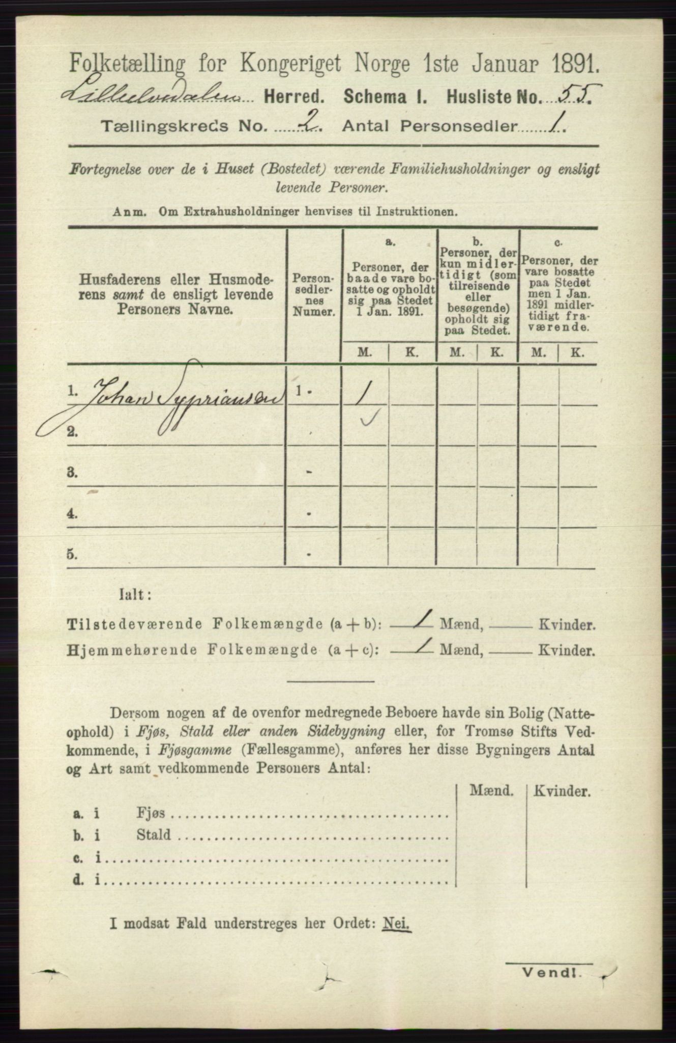 RA, 1891 census for 0438 Lille Elvedalen, 1891, p. 541