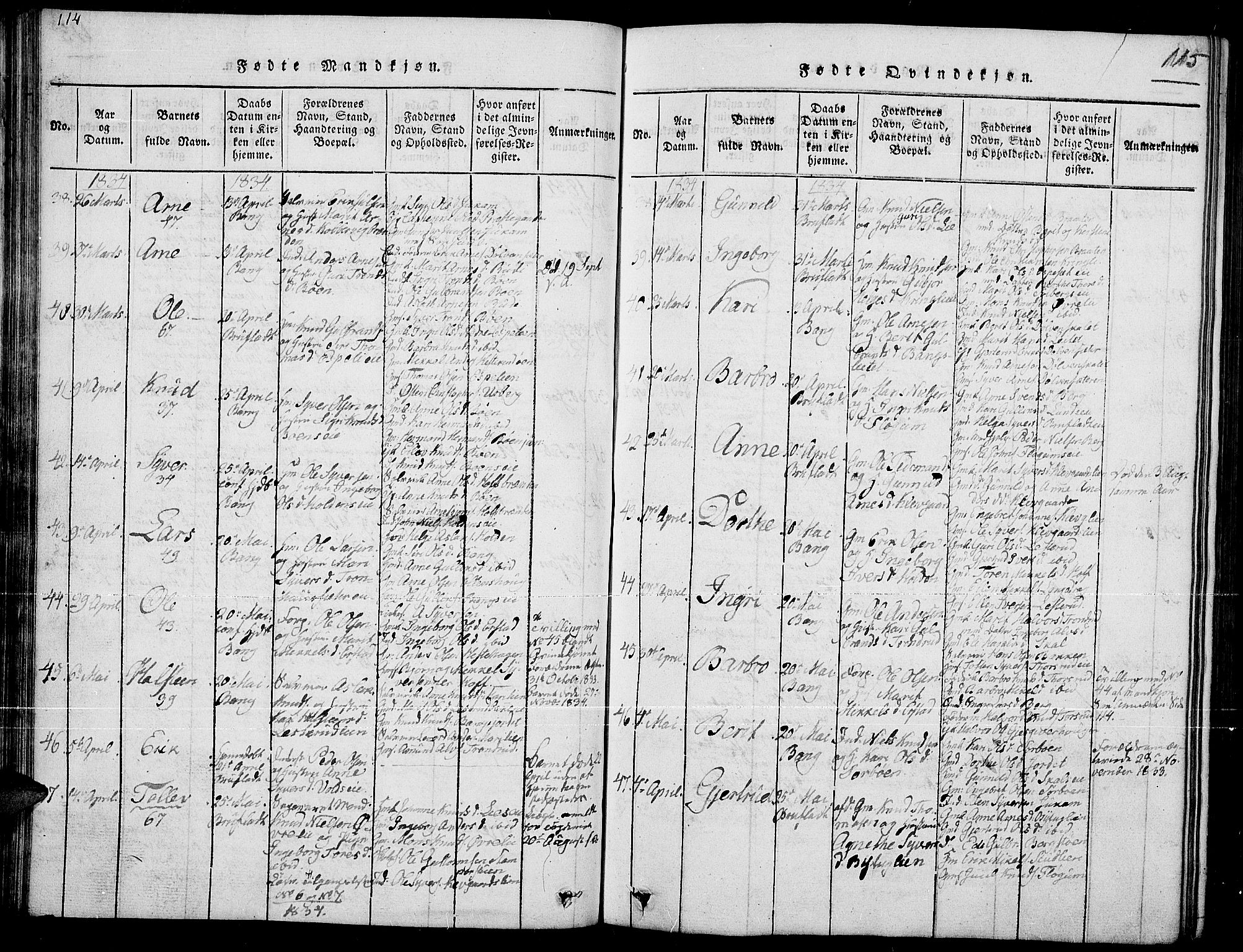 Sør-Aurdal prestekontor, SAH/PREST-128/H/Ha/Hab/L0002: Parish register (copy) no. 2, 1826-1840, p. 114-115
