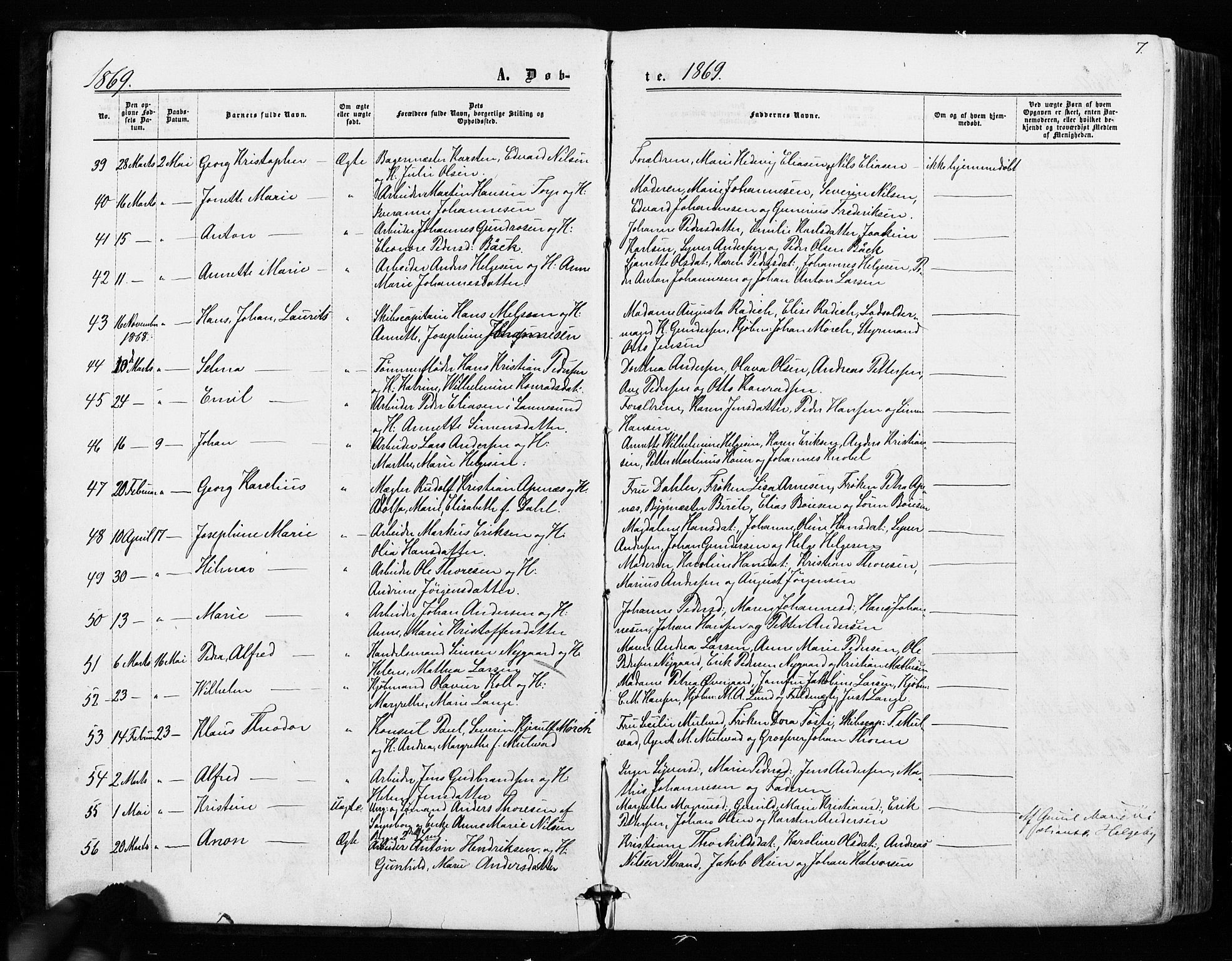 Sarpsborg prestekontor Kirkebøker, AV/SAO-A-2006/F/Fa/L0002: Parish register (official) no. 2, 1869-1877, p. 7