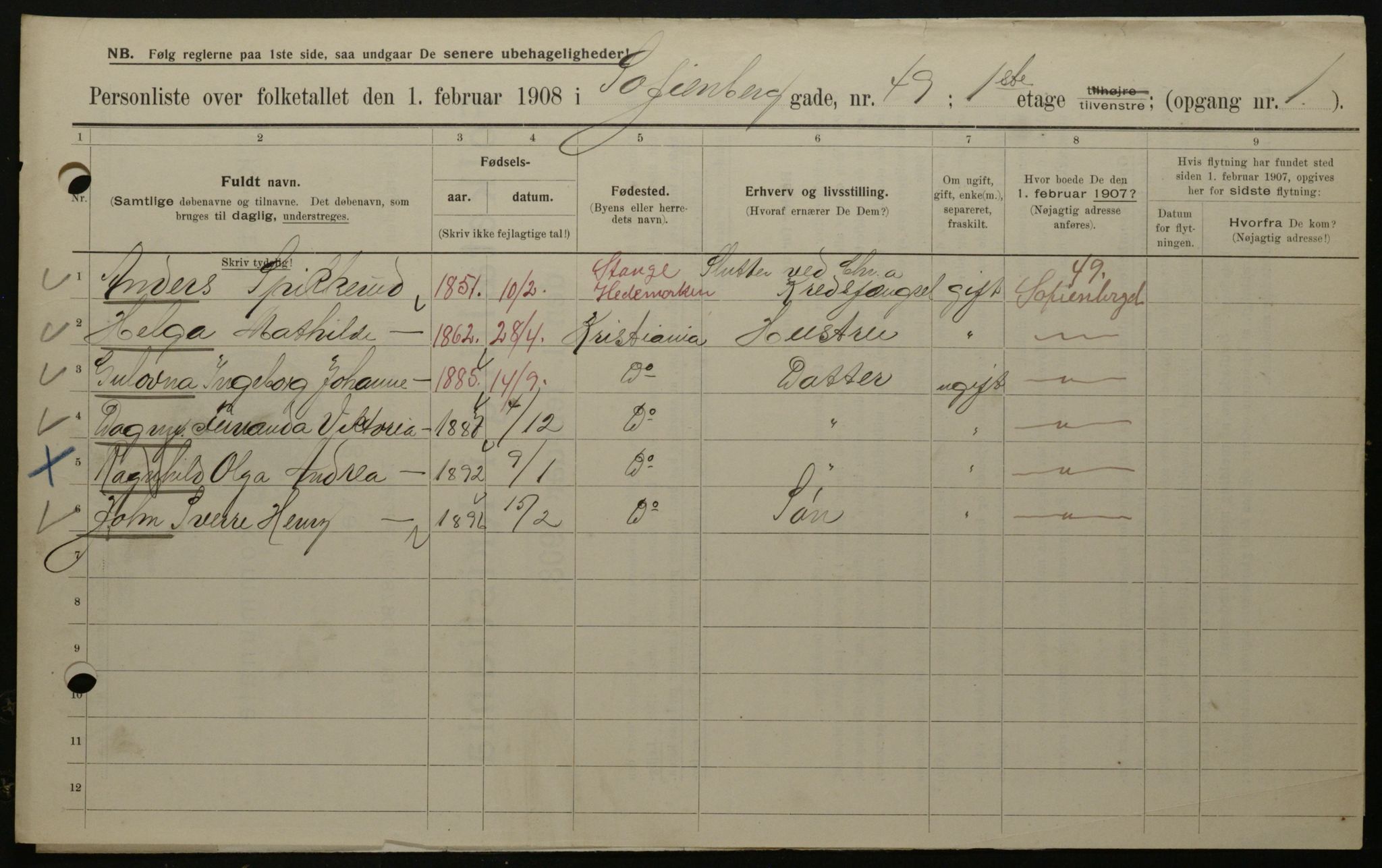 OBA, Municipal Census 1908 for Kristiania, 1908, p. 88794