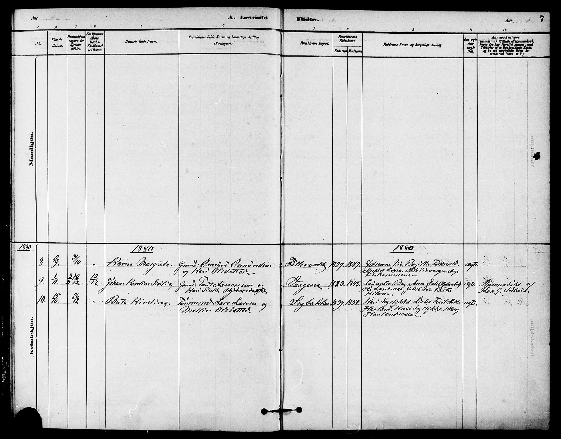 Jelsa sokneprestkontor, AV/SAST-A-101842/01/IV: Parish register (official) no. A 9, 1878-1898, p. 7