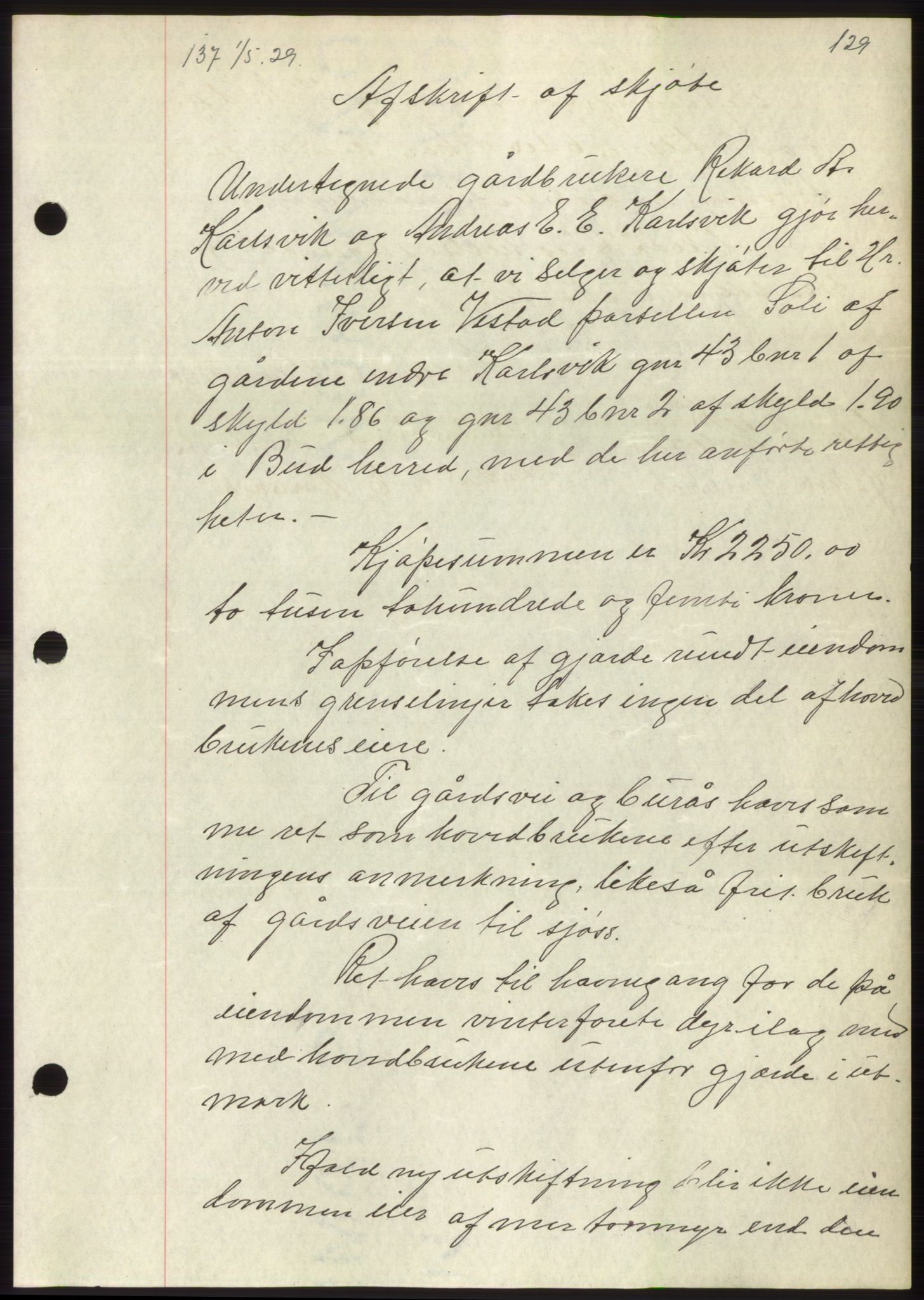 Romsdal sorenskriveri, AV/SAT-A-4149/1/2/2C/L0056: Mortgage book no. 50, 1929-1929, Deed date: 01.05.1929