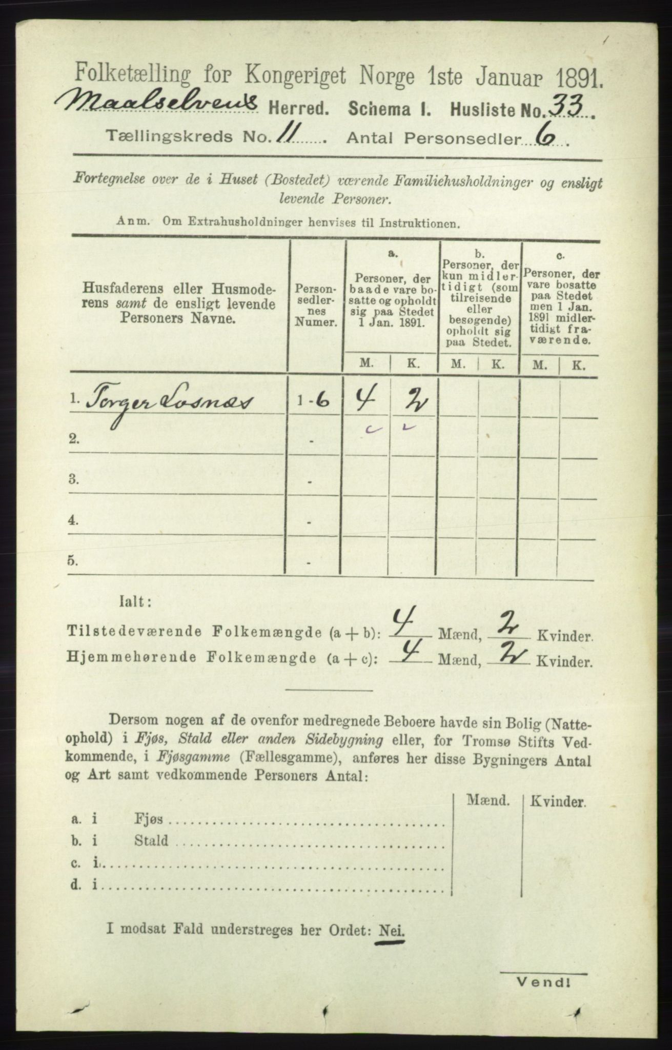 RA, 1891 census for 1924 Målselv, 1891, p. 3224
