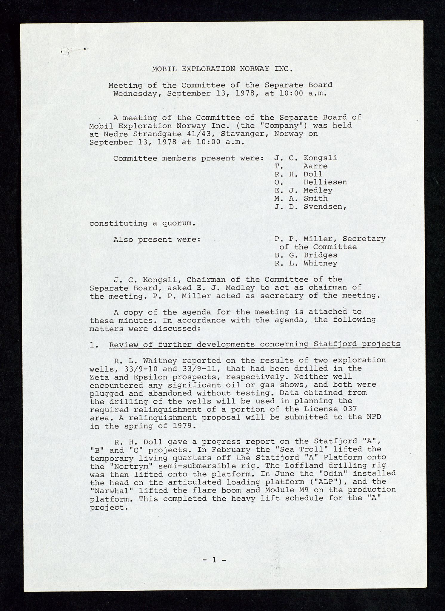 Pa 1578 - Mobil Exploration Norway Incorporated, SAST/A-102024/4/D/Da/L0168: Sak og korrespondanse og styremøter, 1973-1986, p. 9