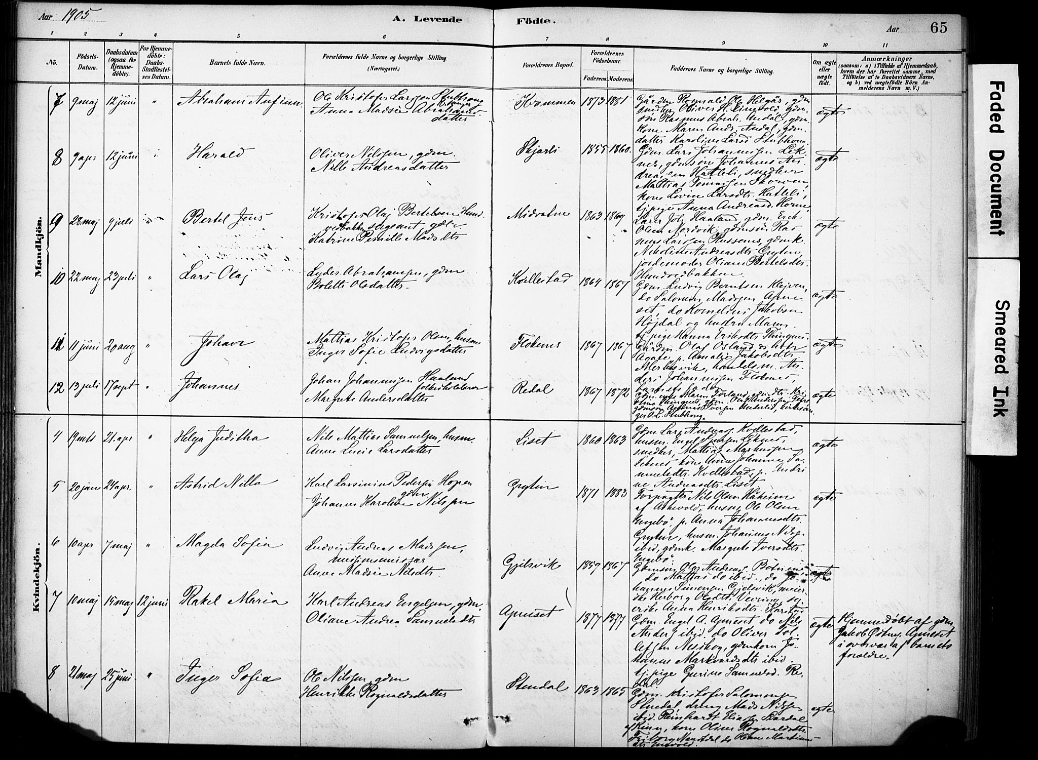 Førde sokneprestembete, AV/SAB-A-79901/H/Haa/Haae/L0001: Parish register (official) no. E 1, 1881-1911, p. 65