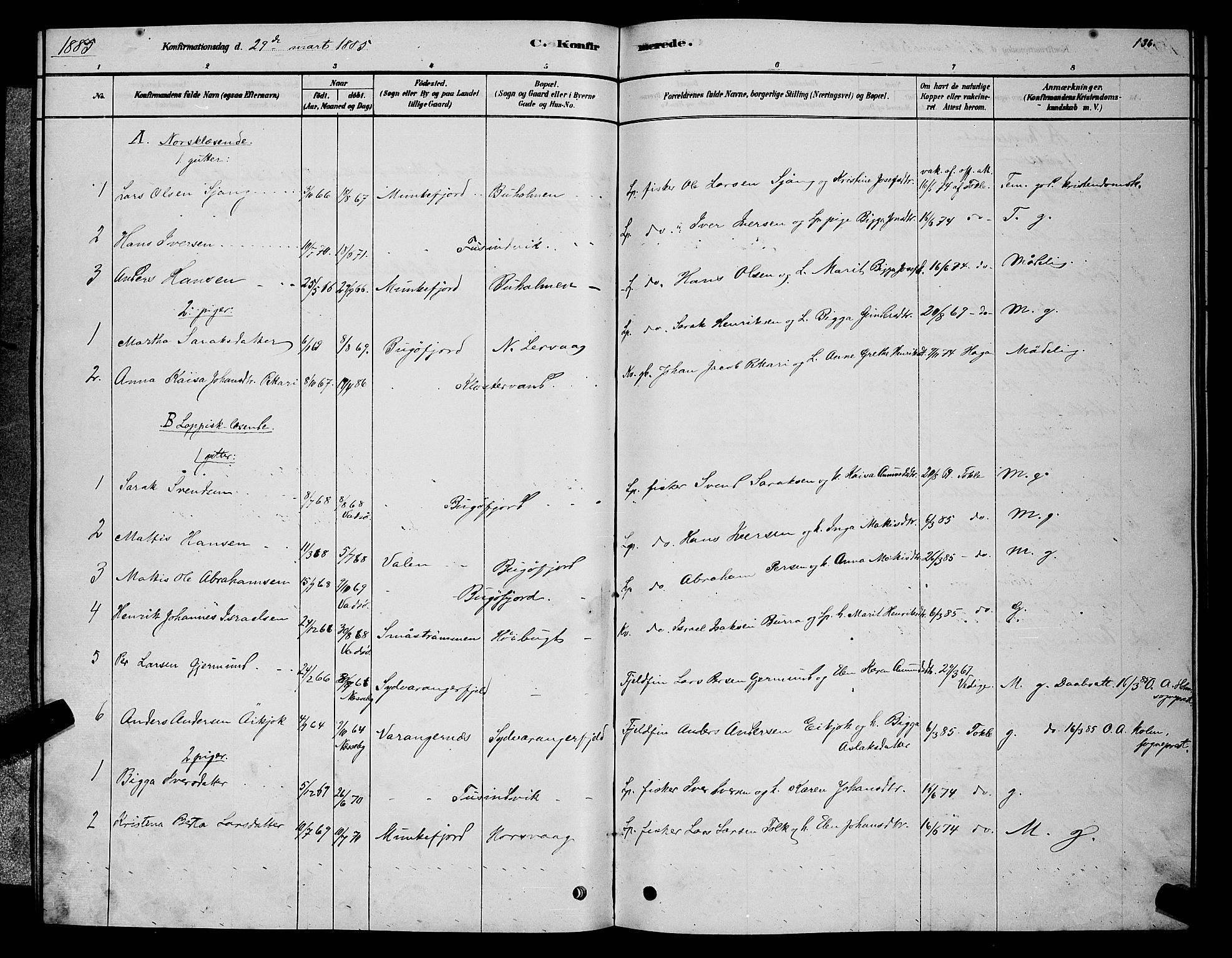 Sør-Varanger sokneprestkontor, AV/SATØ-S-1331/H/Hb/L0003klokker: Parish register (copy) no. 3, 1878-1891, p. 136