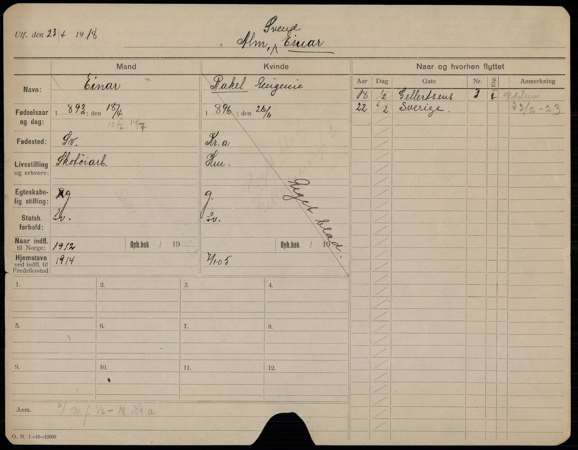 Fredrikstad folkeregister, AV/SAO-A-10481/F/Fa/L0005: Utflyttede, 1922