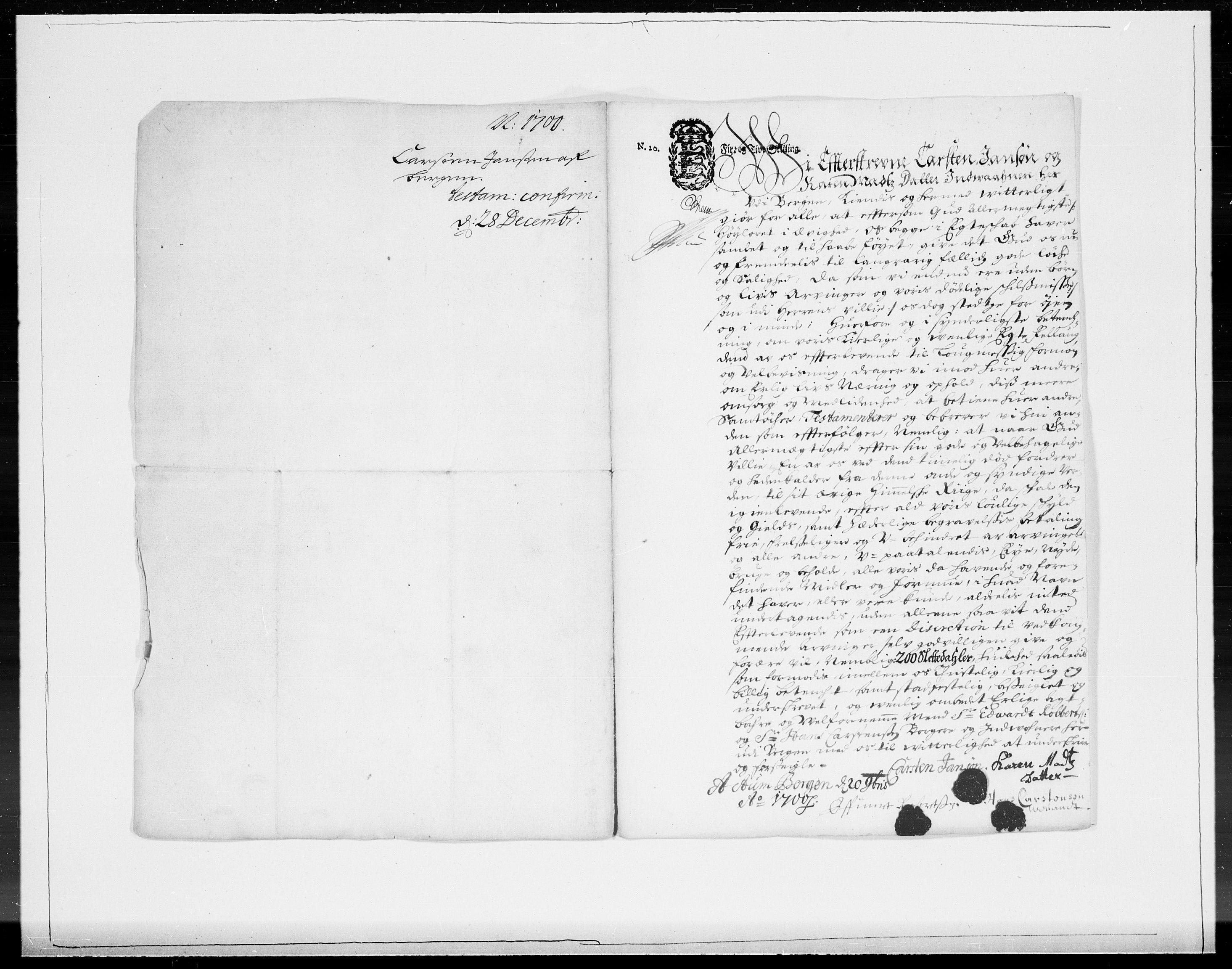Danske Kanselli 1572-1799, AV/RA-EA-3023/F/Fc/Fcc/Fcca/L0051: Norske innlegg 1572-1799, 1700, p. 169