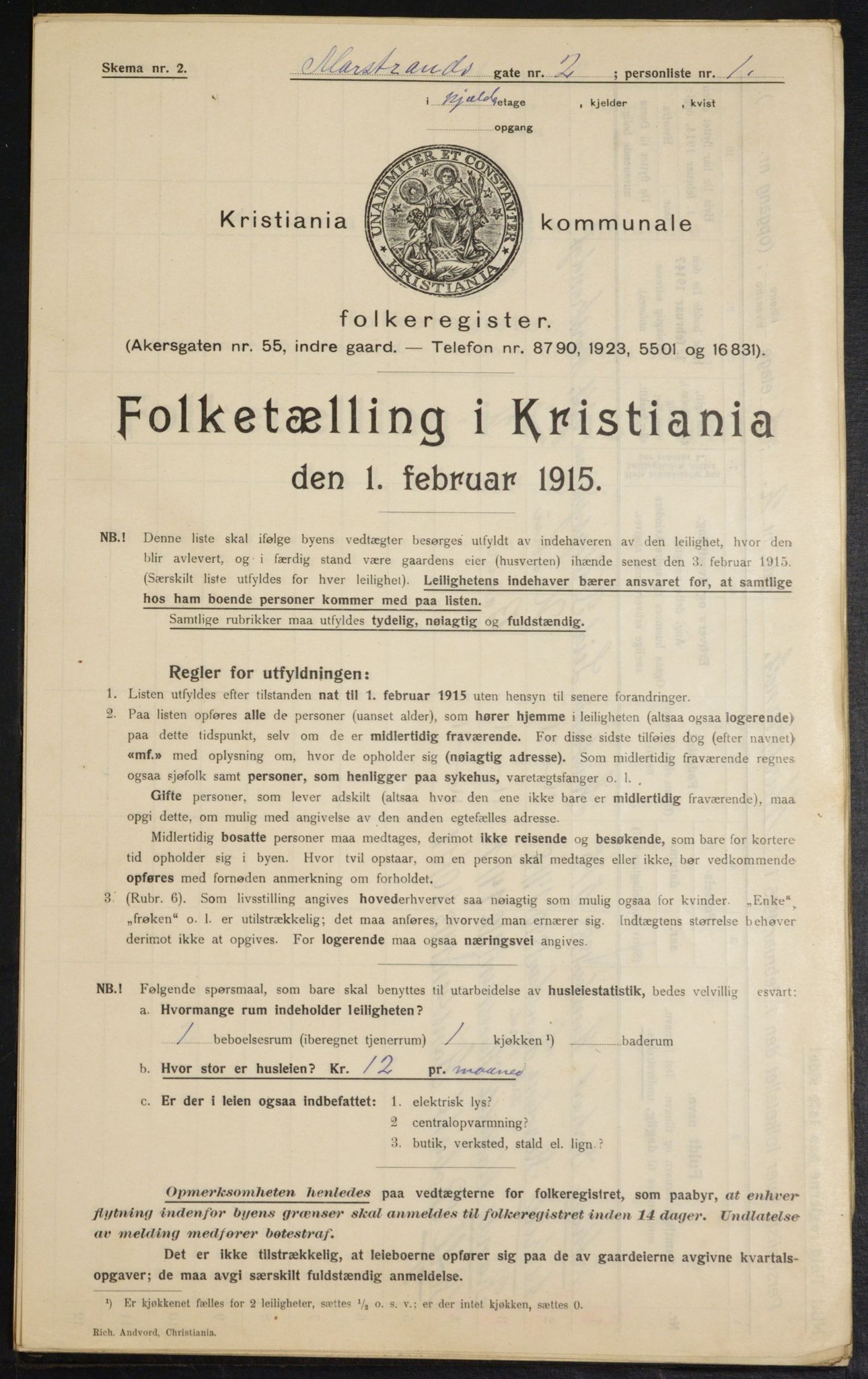 OBA, Municipal Census 1915 for Kristiania, 1915, p. 64100