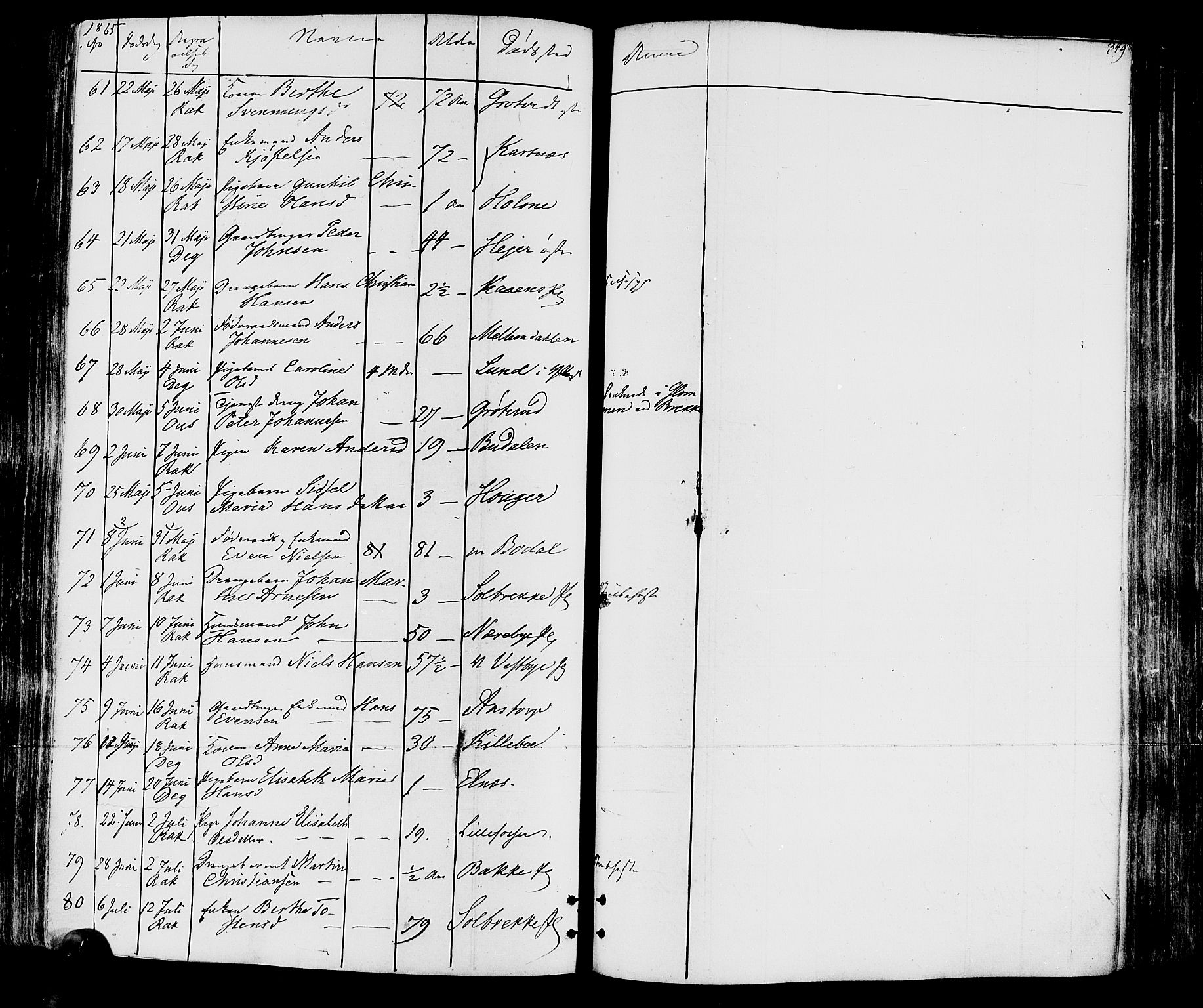 Rakkestad prestekontor Kirkebøker, AV/SAO-A-2008/F/Fa/L0011: Parish register (official) no. I 11, 1862-1877, p. 349