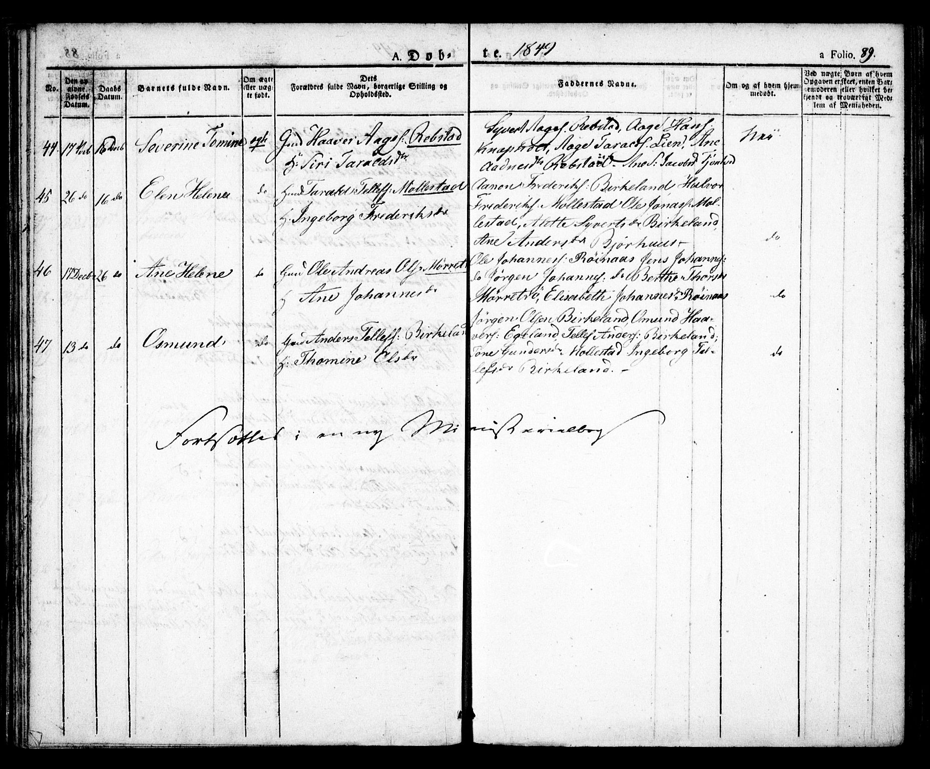 Birkenes sokneprestkontor, SAK/1111-0004/F/Fa/L0001: Parish register (official) no. A 1, 1829-1849, p. 89