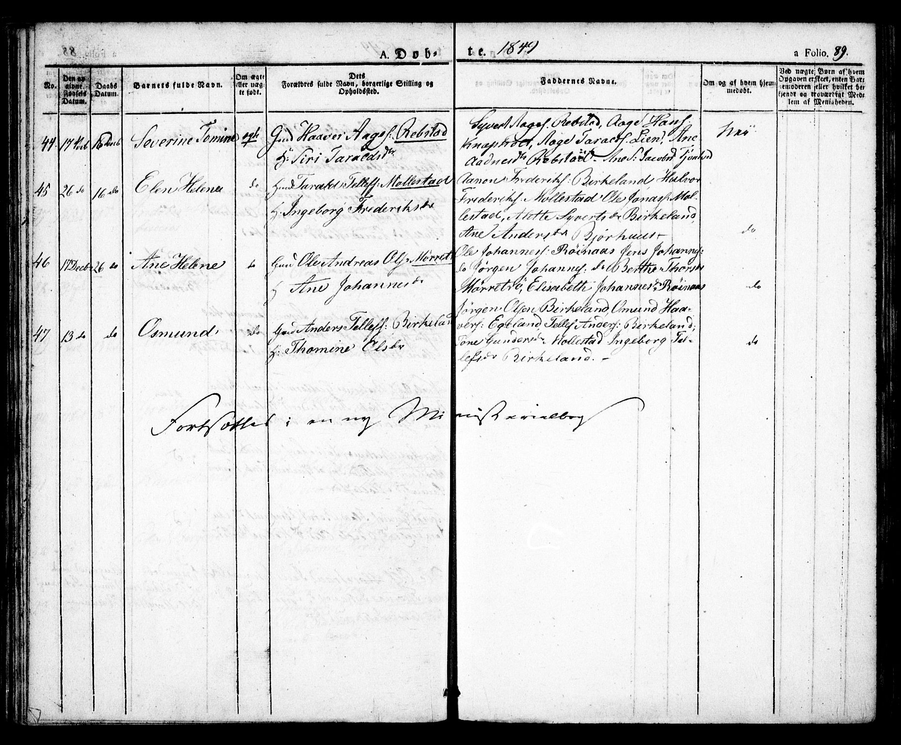 Birkenes sokneprestkontor, AV/SAK-1111-0004/F/Fa/L0001: Parish register (official) no. A 1, 1829-1849, p. 89