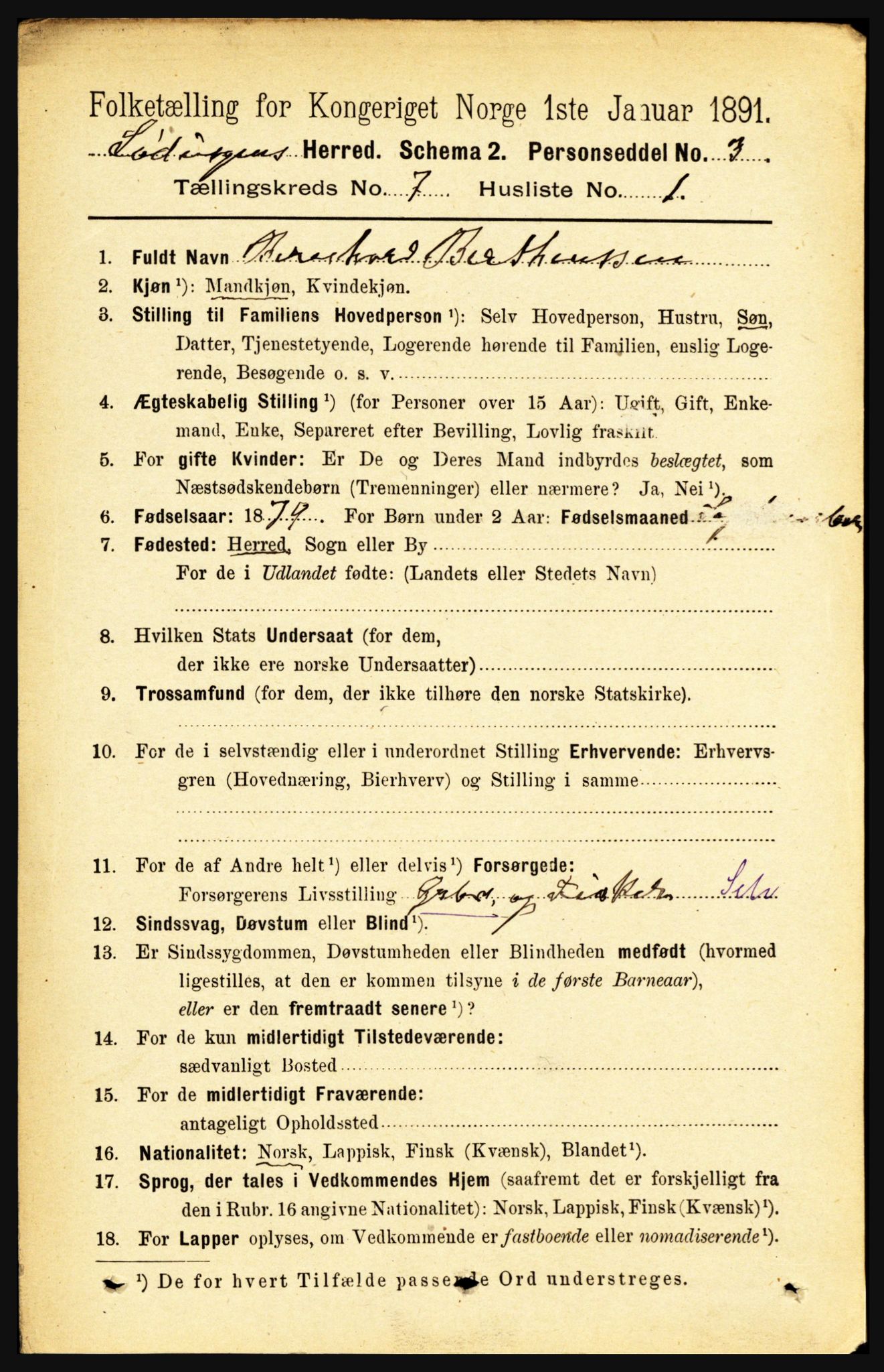 RA, 1891 census for 1851 Lødingen, 1891, p. 3366