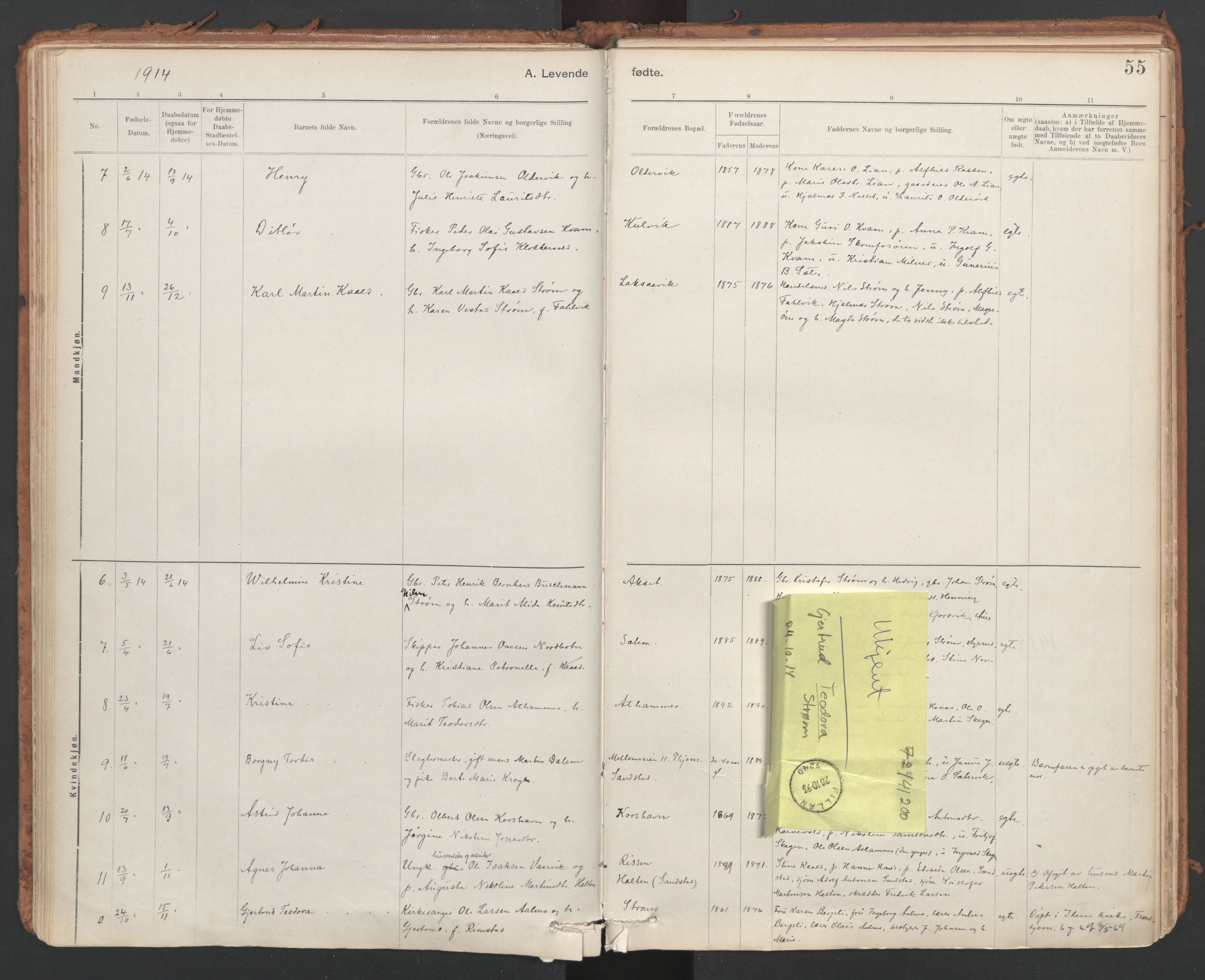 Ministerialprotokoller, klokkerbøker og fødselsregistre - Sør-Trøndelag, SAT/A-1456/639/L0572: Parish register (official) no. 639A01, 1890-1920, p. 55