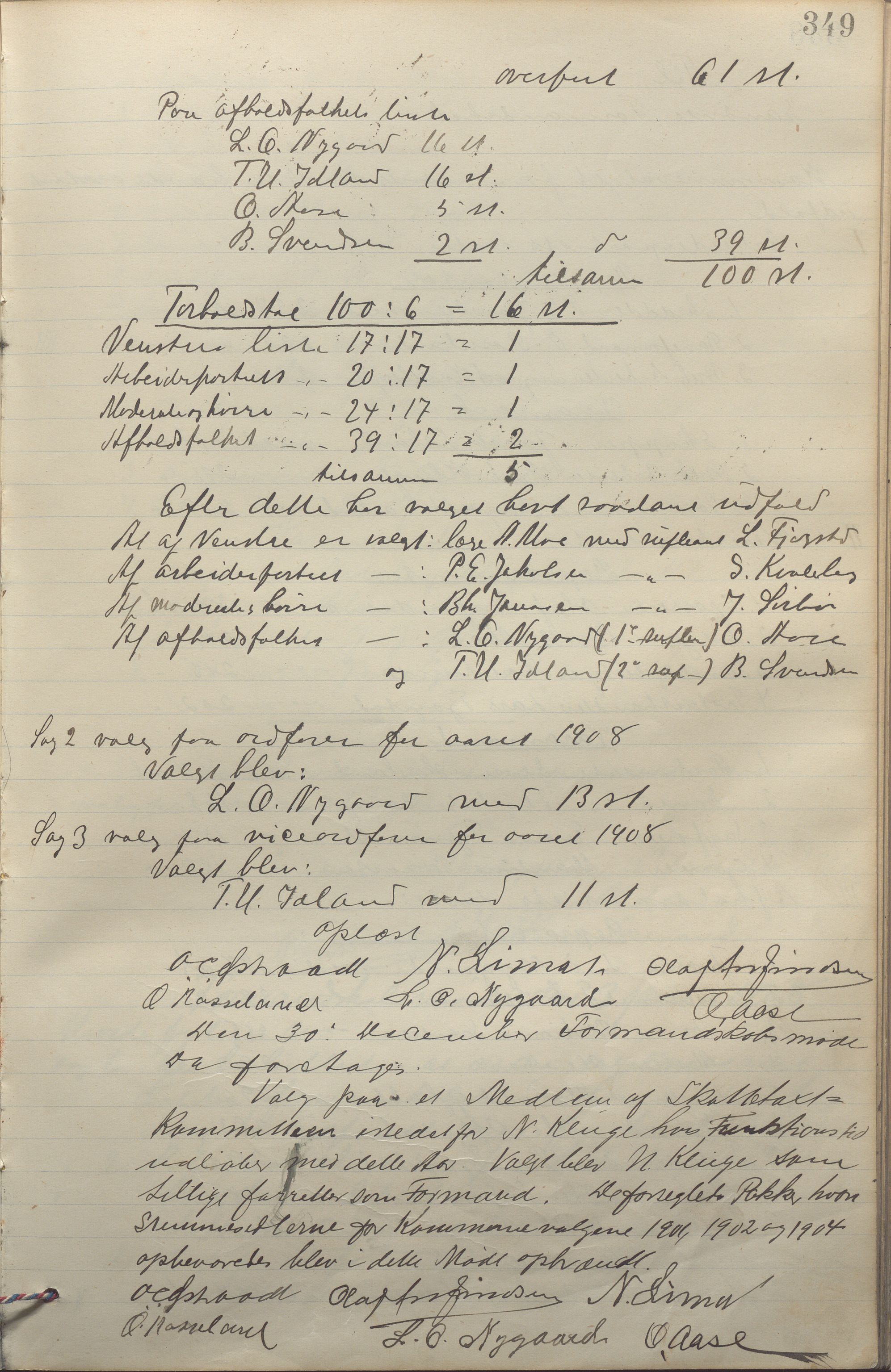 Sandnes kommune - Formannskapet og Bystyret, IKAR/K-100188/Aa/L0006: Møtebok, 1902-1909, p. 349